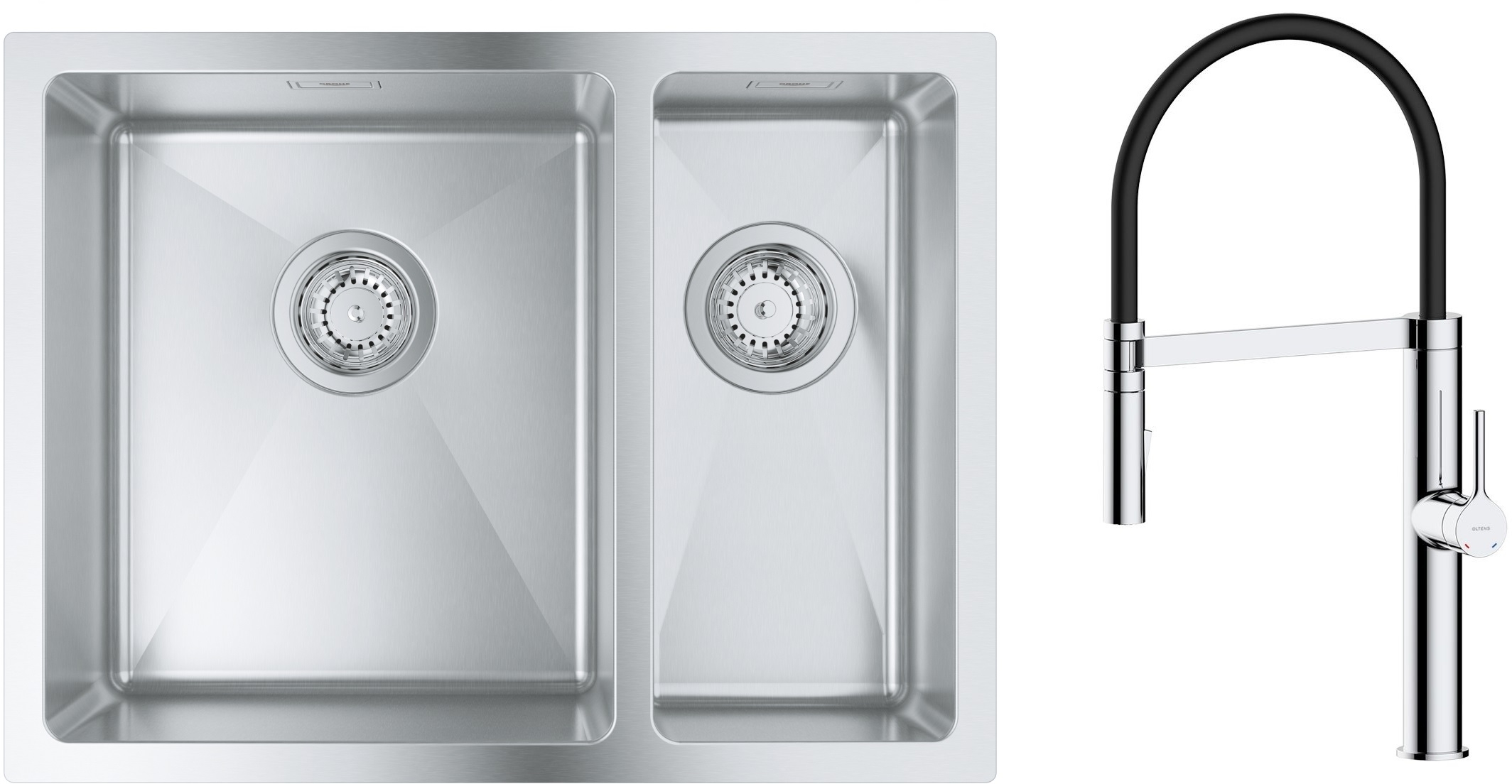 Set lavello in acciaio Grohe K700 31577SD1, rubinetto da cucina Oltens Borga 35207100