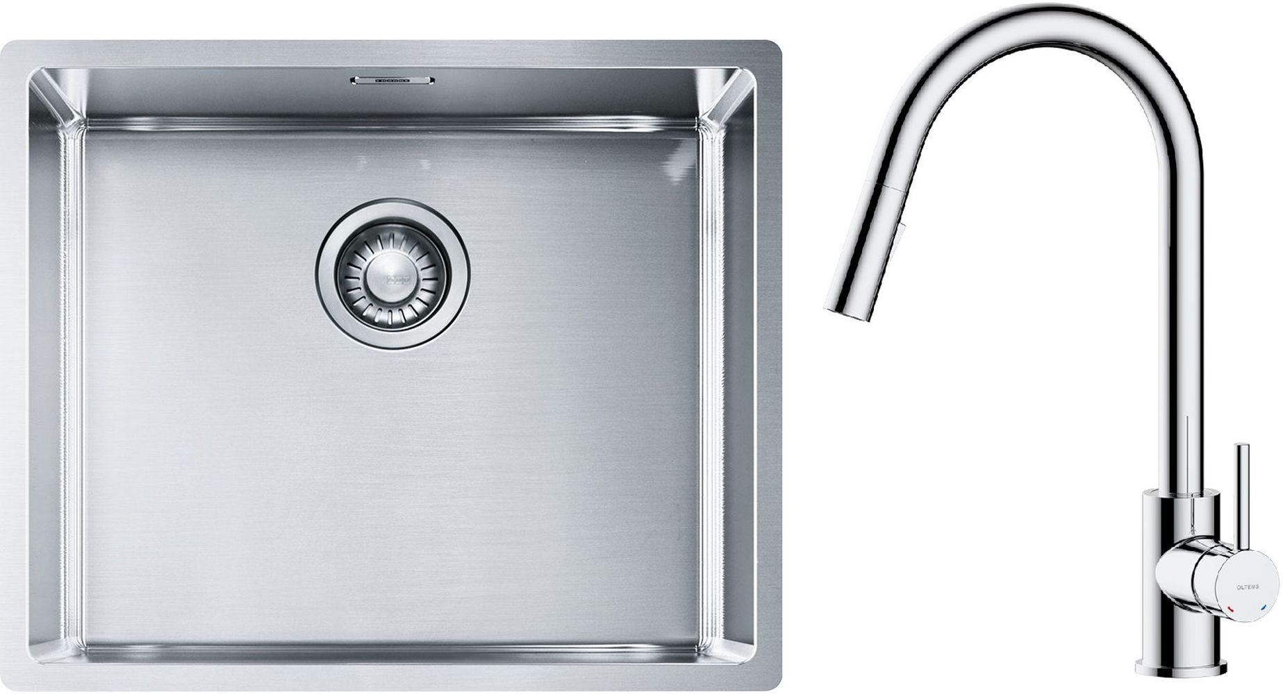 Set lavello in acciaio Franke Box 127.0453.656, rubinetto da cucina Oltens Litla 35204100