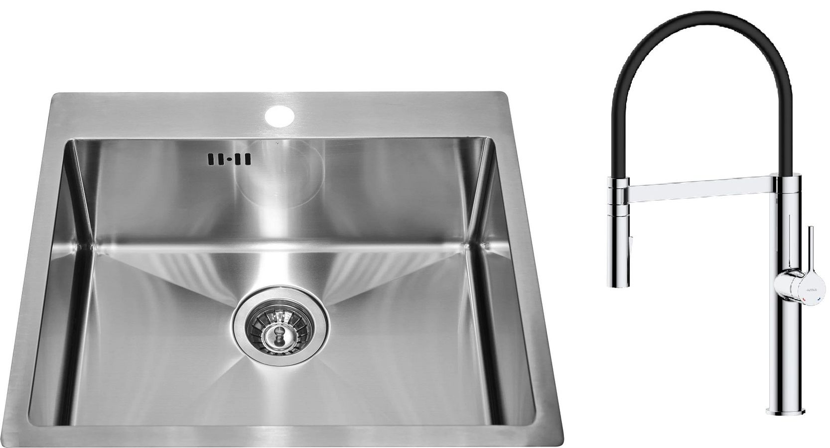 Set lavello in acciaio Genesis Concept 1124382, rubinetto da cucina Oltens Borga 35207100