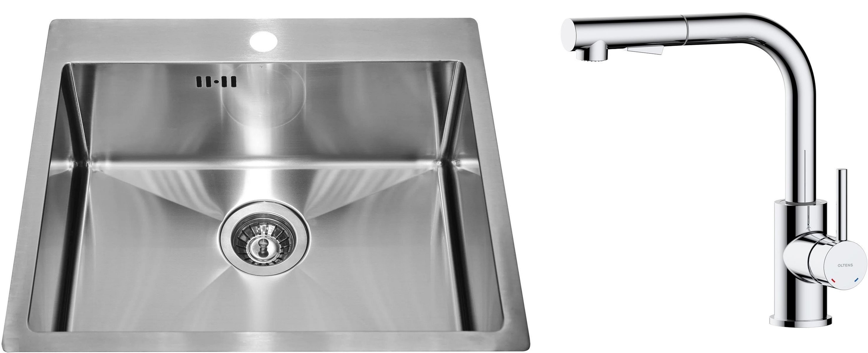 Set lavello in acciaio Alveus Concept 1124382, rubinetto da cucina Oltens Myvat 35205100