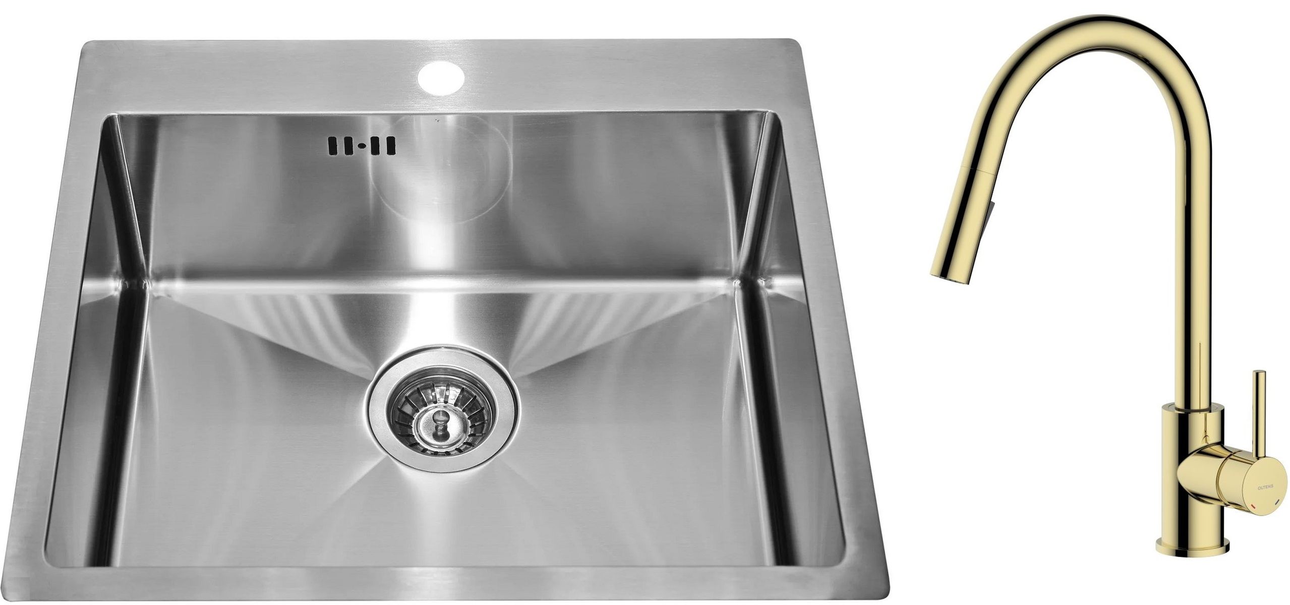 Set lavello in acciaio Genesis Concept 1124382, rubinetto da cucina Oltens Litla 35204800