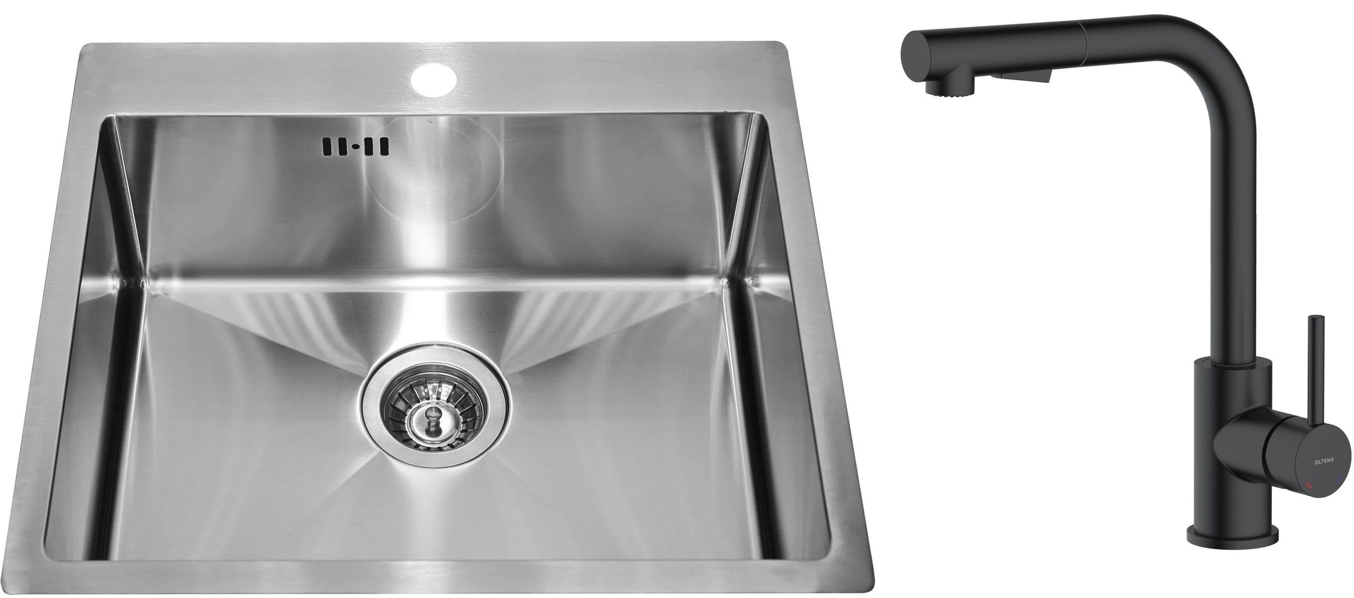 Set lavello in acciaio Genesis Concept 1124382, rubinetto da cucina Oltens Myvat 35205300