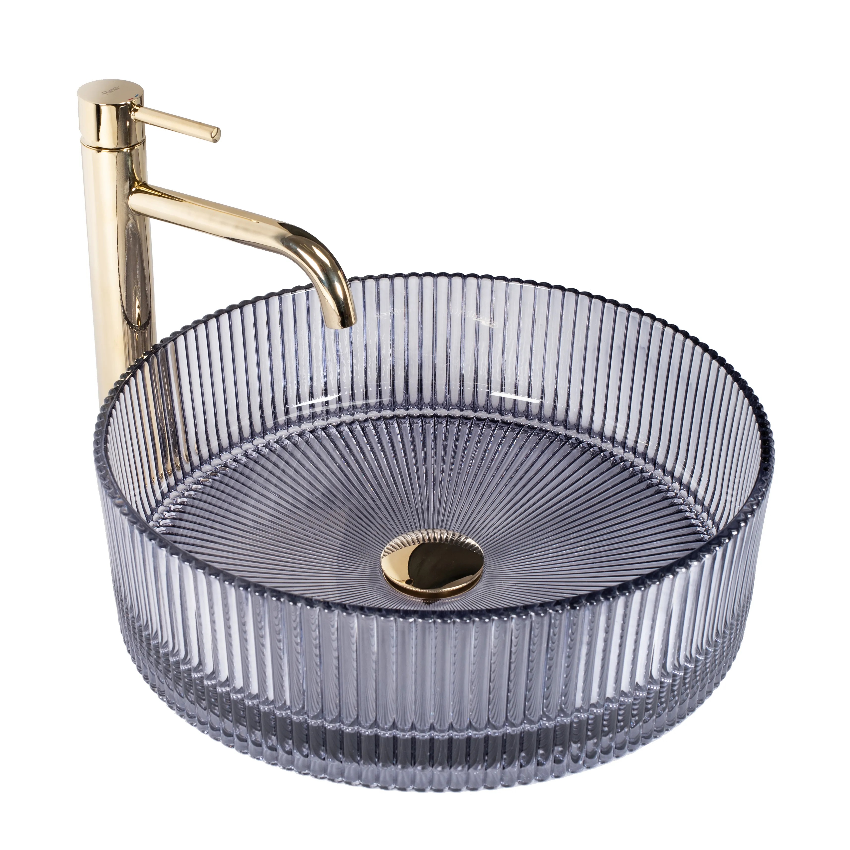 Rea Ingrid lavabo 39.5x39.5 cm rotonda da appoggio grigio/pietra REA-U0279