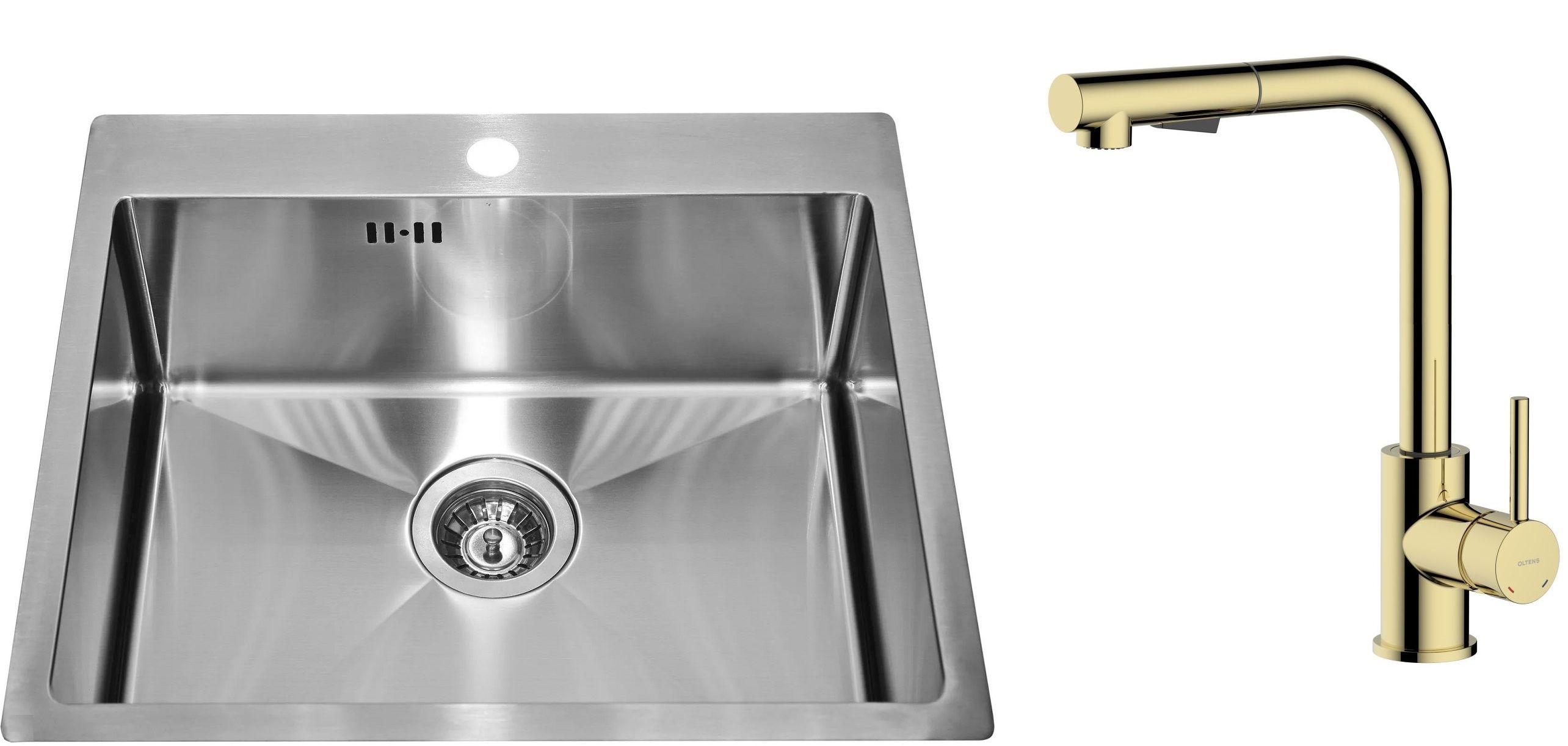 Set lavello in acciaio Genesis Concept 1124382, rubinetto da cucina Oltens Myvat 35205800