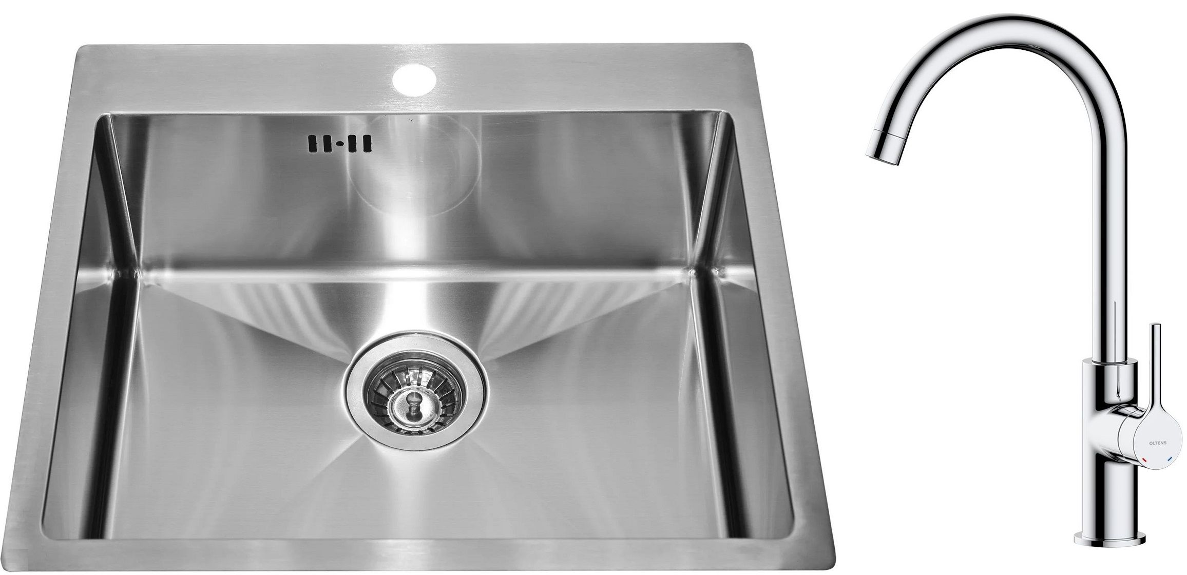 Set lavello in acciaio Alveus Concept 1124382, rubinetto da cucina Oltens Skafta 35206100