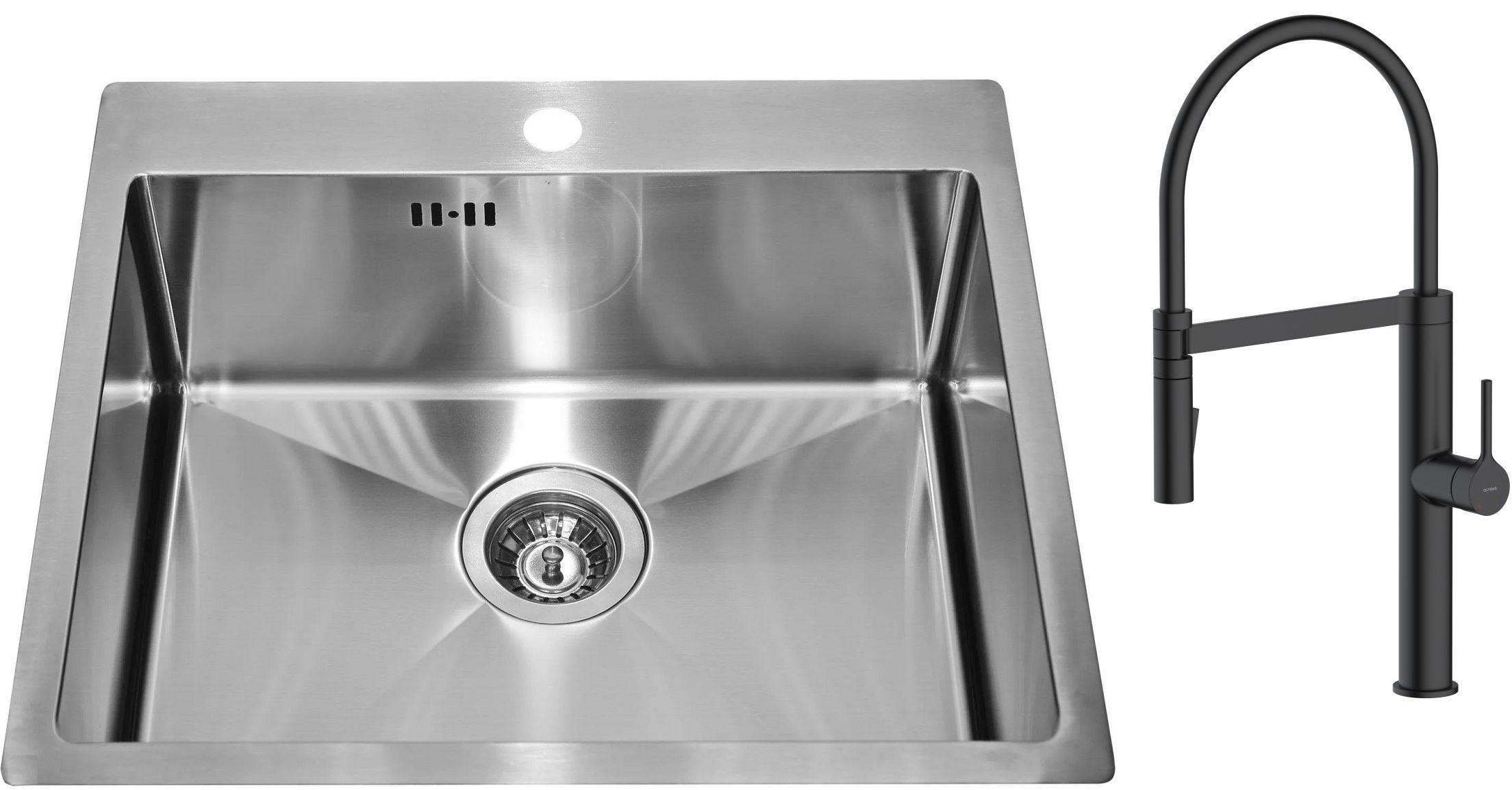 Set rubinetto da cucina Oltens Borga 35207300, lavello in acciaio Genesis Concept 1124382