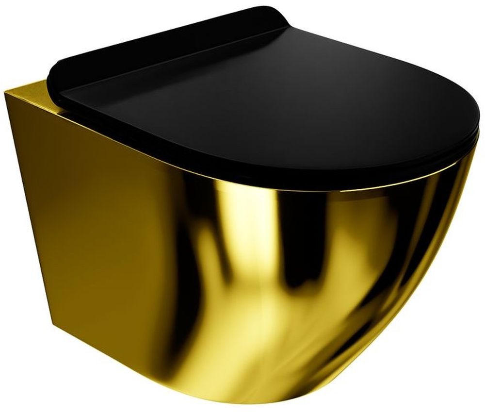 LaVita Sofi Slim Gold/Black vaso wc con copriwater a discesa lenta sospeso senza brida nero-oro lucida 5900378319146
