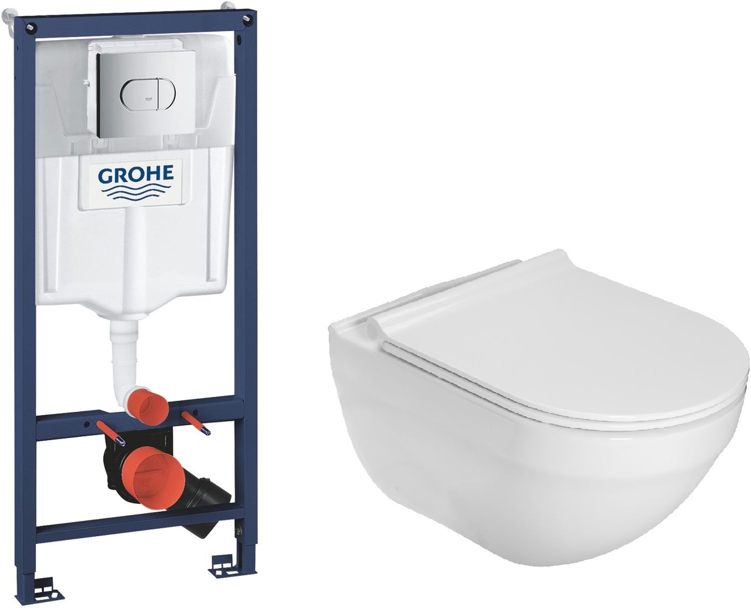 Set modulo di installazione con placca di comando Grohe Solido 38981000, vaso WC Roca Hebe A34H138000