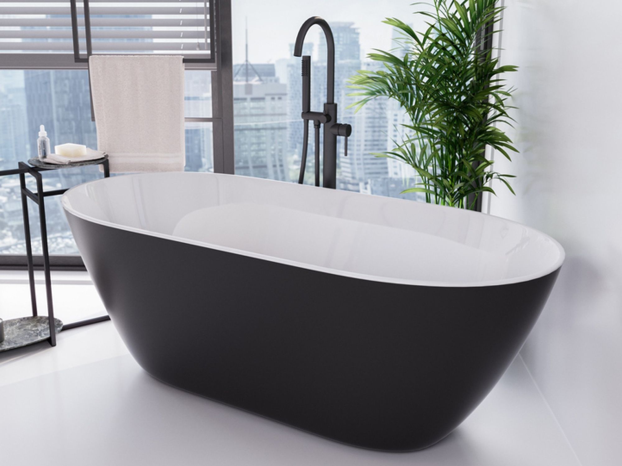 Besco Moya vasca da bagno freestanding 170x70 cm ovale bicolore #WMMC-170MKB