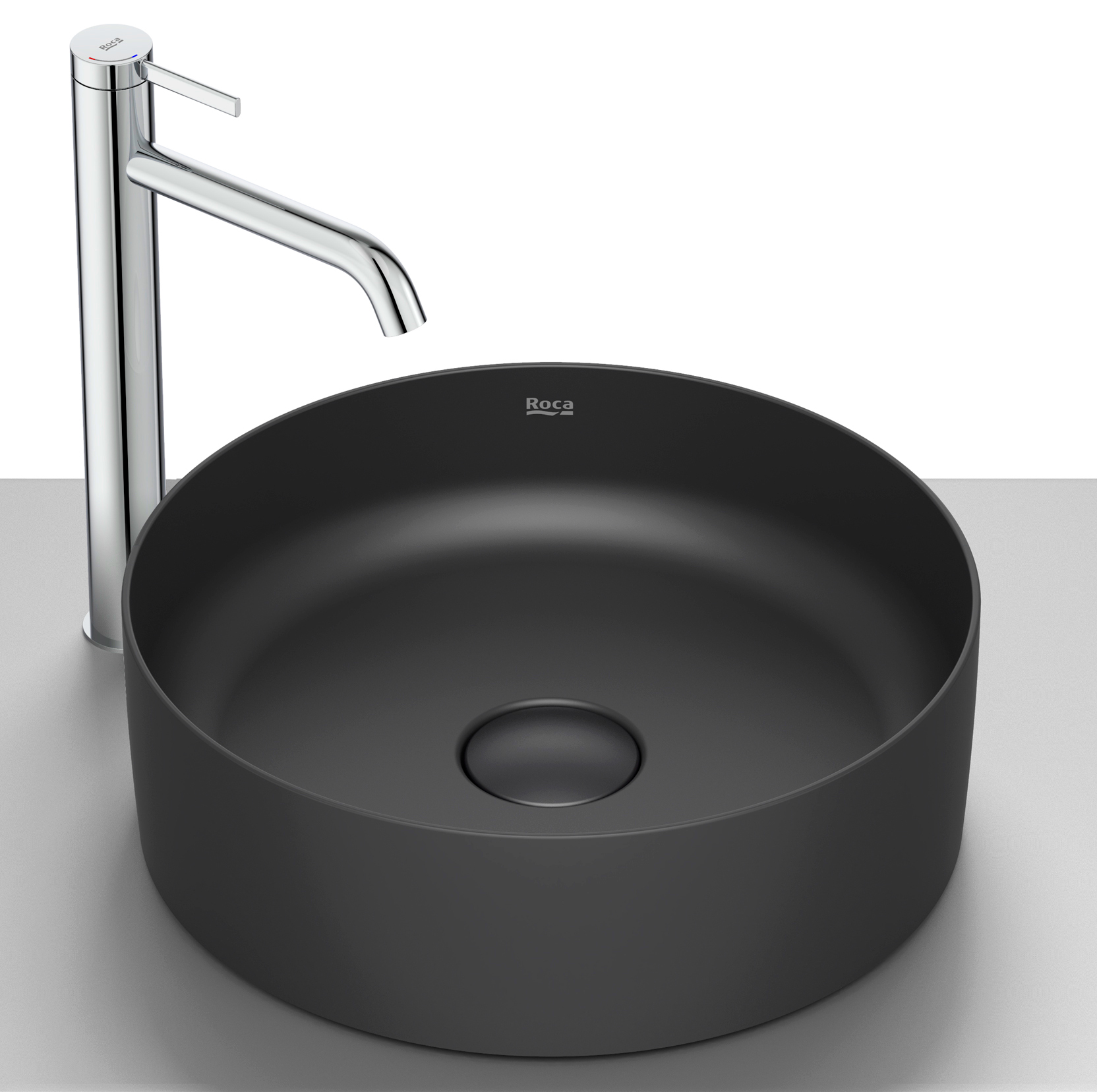 Roca Terra lavabo 39x39 cm rotonda da appoggio nero A32787N080