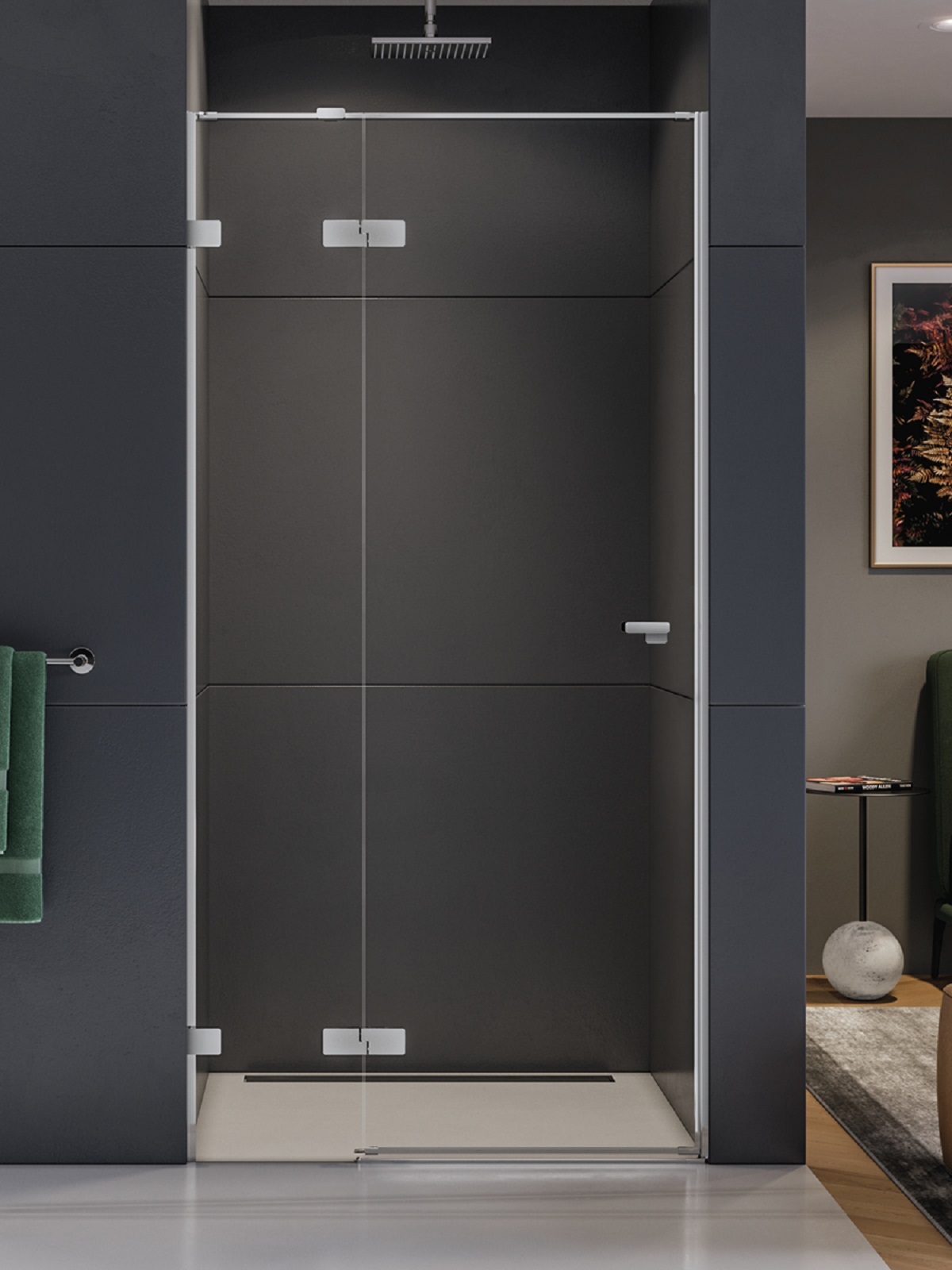 New Trendy Eventa porta doccia 90 cm a battente cromo lucida/vetro trasparente EXK-4452