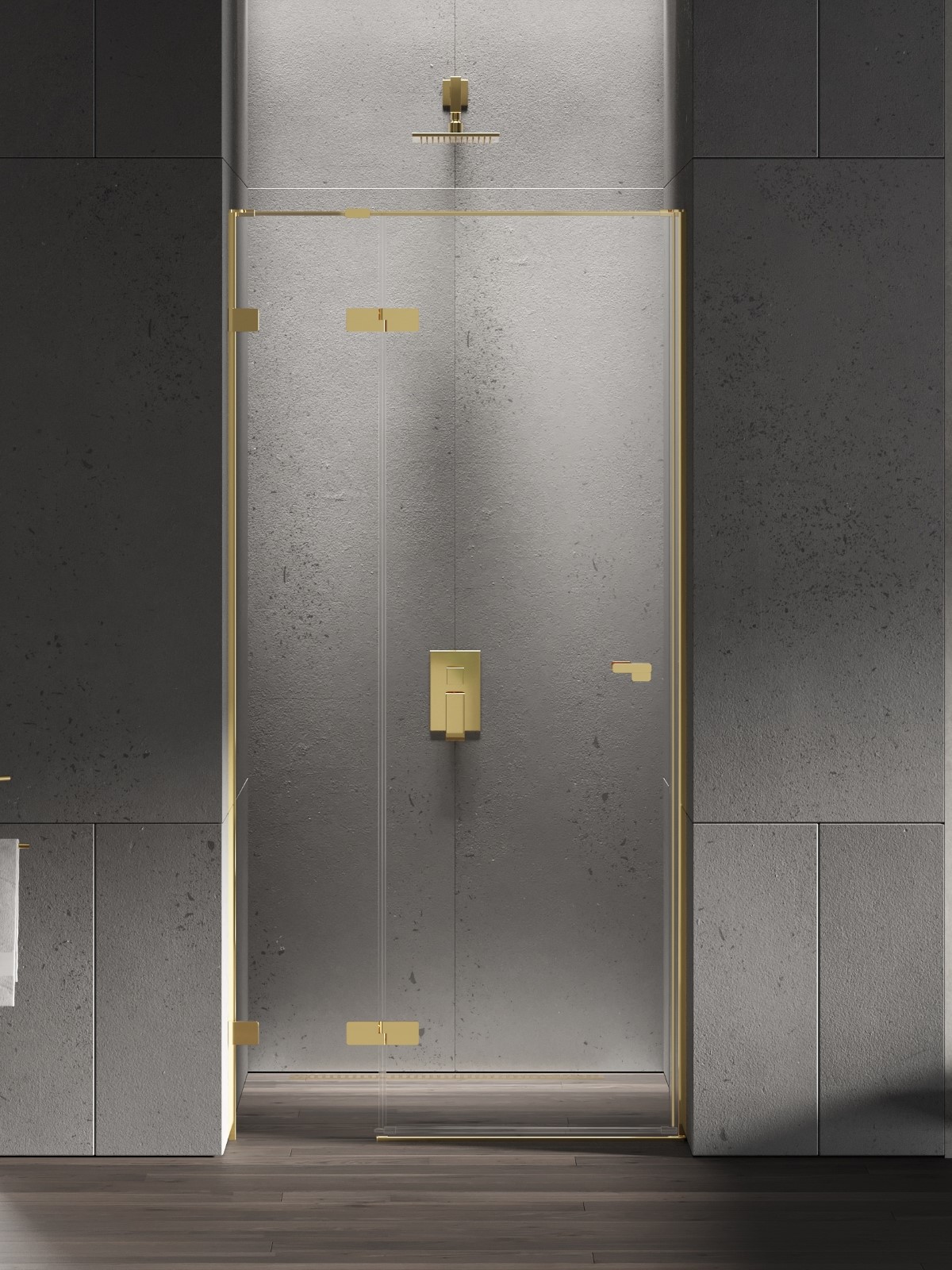 New Trendy Eventa Gold Shine porta doccia 90 cm a battente oro lucida/vetro trasparente EXK-4673