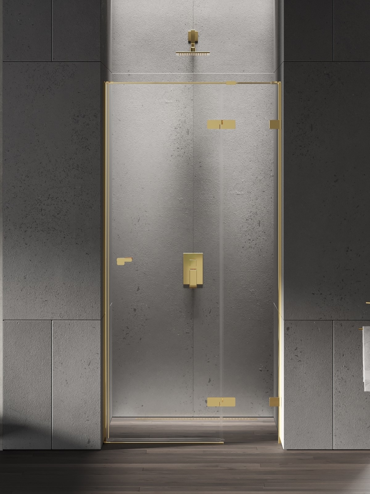 New Trendy Eventa Gold Shine porta doccia 90 cm a battente oro lucida/vetro trasparente EXK-4674