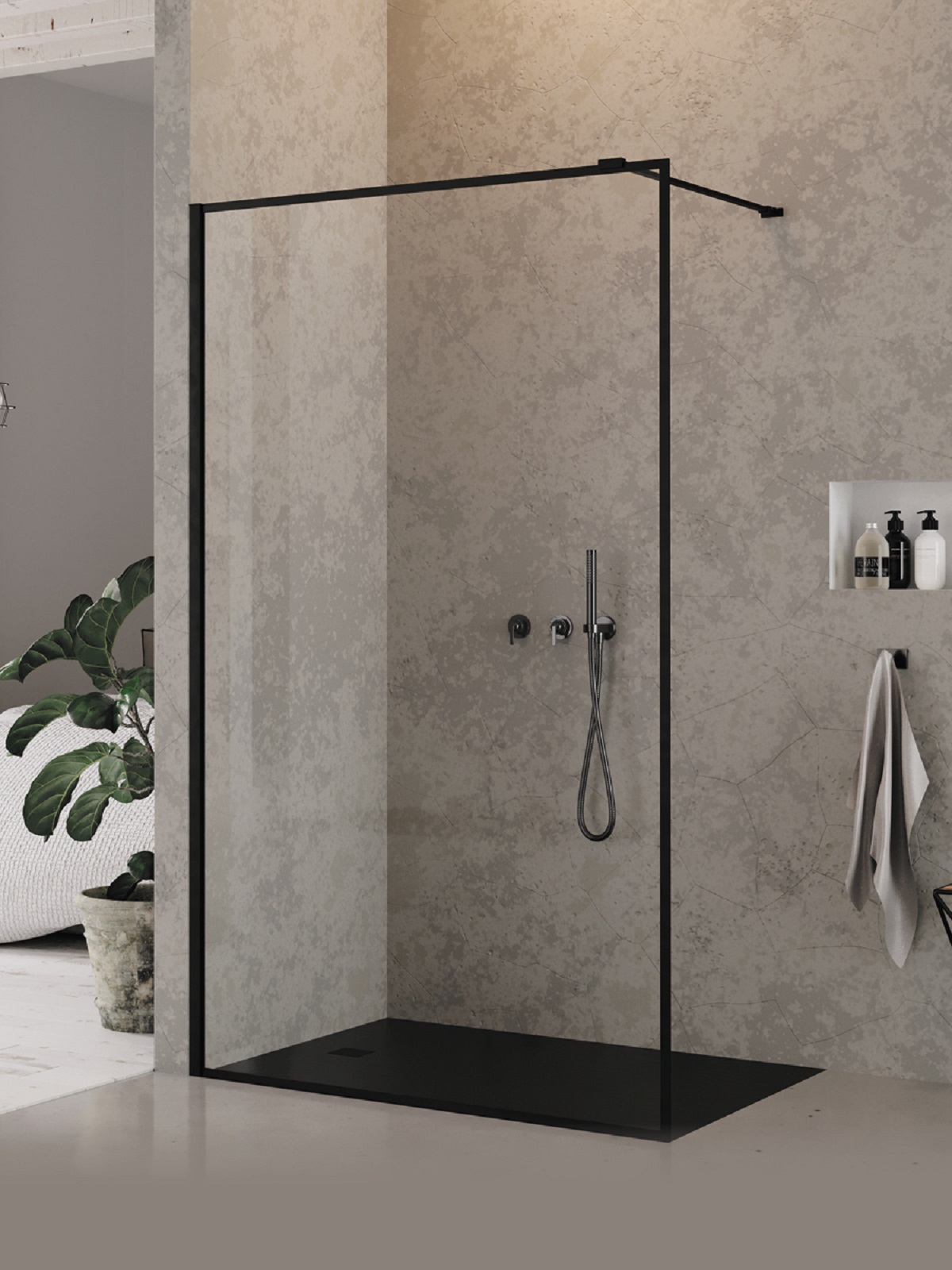 New Trendy New Modus Black parete doccia walk-in 110 cm nero opaca/vetro trasparente EXK-5559