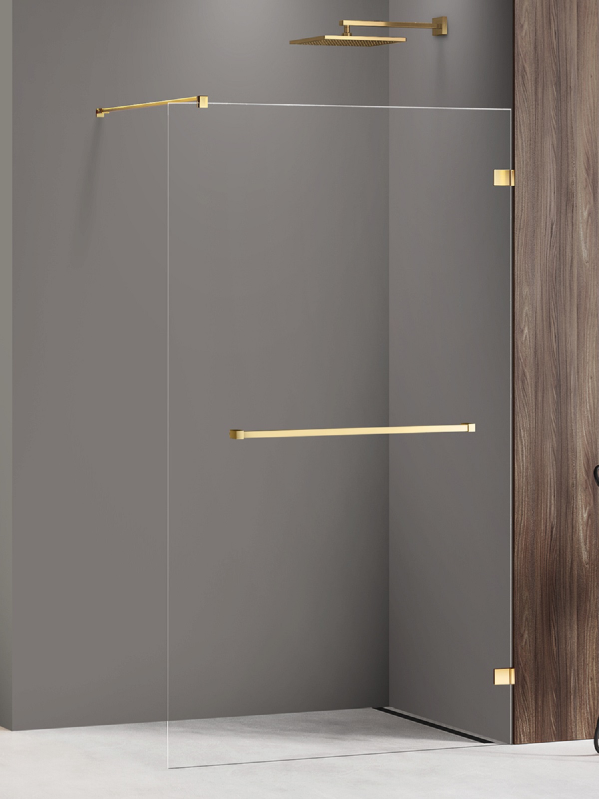 New Trendy Avexa Gold Shine parete doccia walk-in 90 cm oro lucida/vetro trasparente EXK-7080
