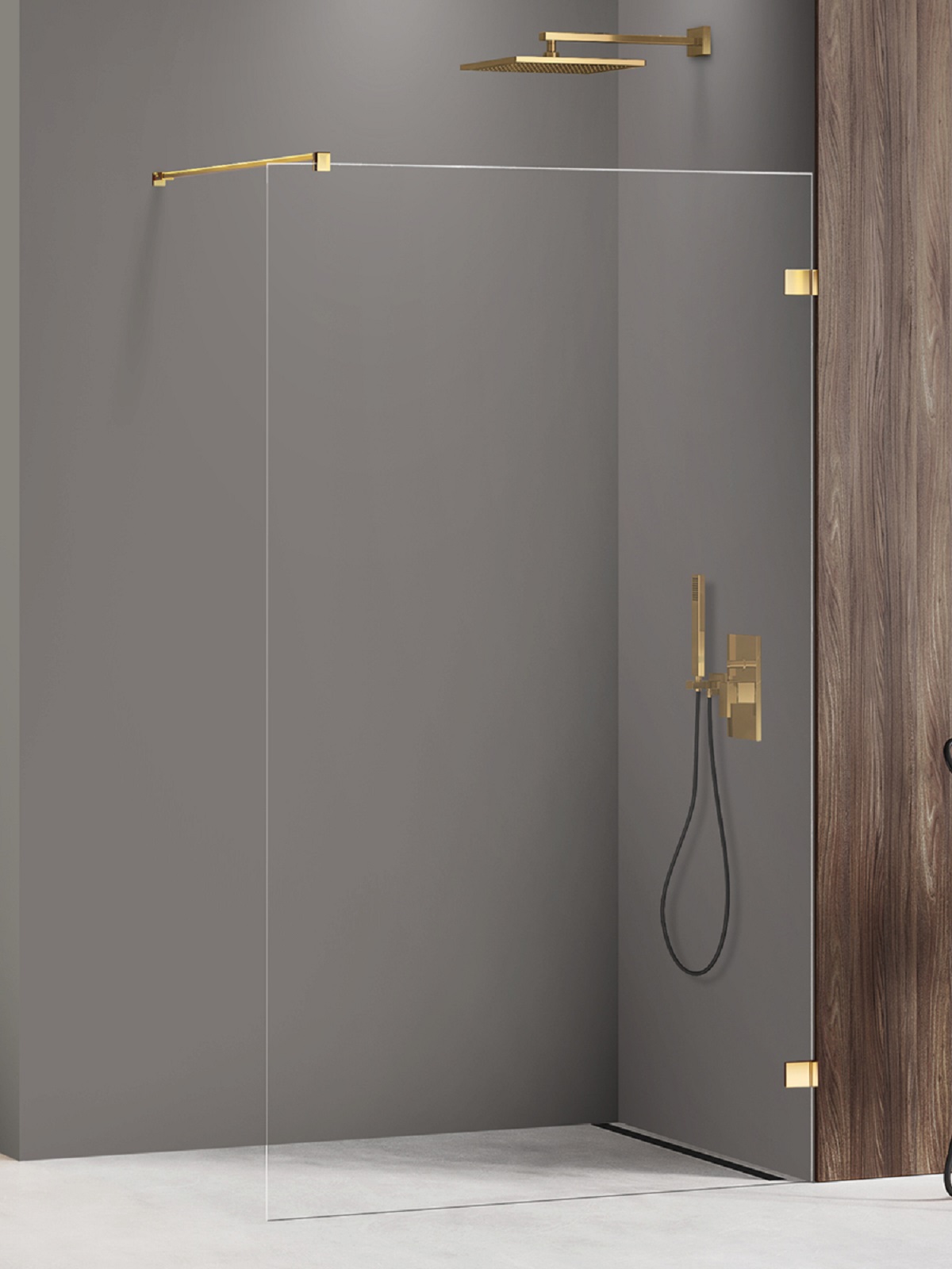 New Trendy Avexa Gold Shine parete doccia walk-in 90 cm oro lucida/vetro trasparente EXK-7058