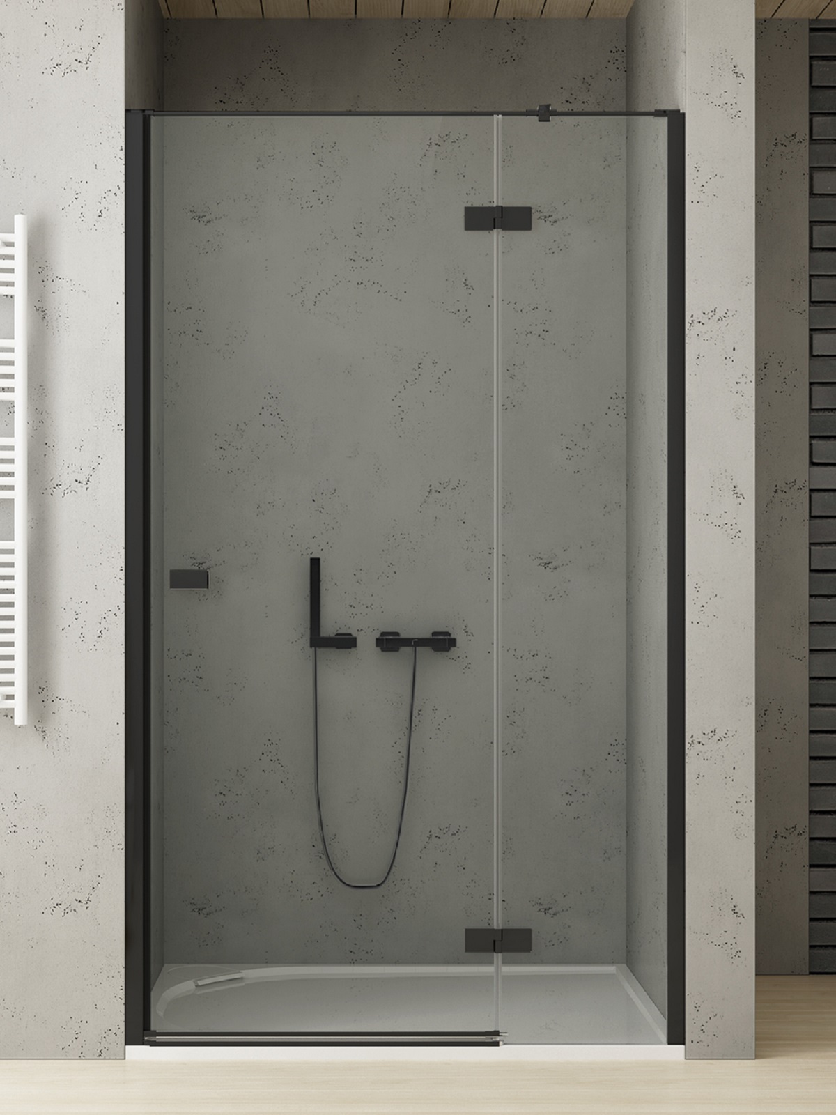 New Trendy Reflexa Black porta doccia 90 cm a battente nero opaca/vetro trasparente EXK-4901