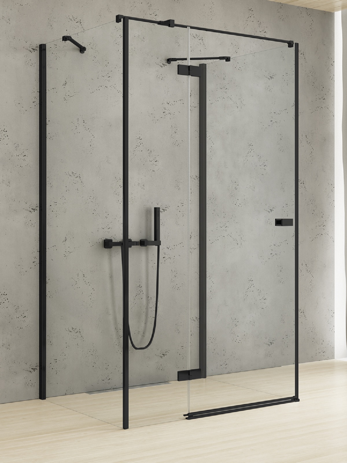 New Trendy Reflexa Black box doccia 90x90 cm quadrato nero opaca/vetro trasparente EXK-5013