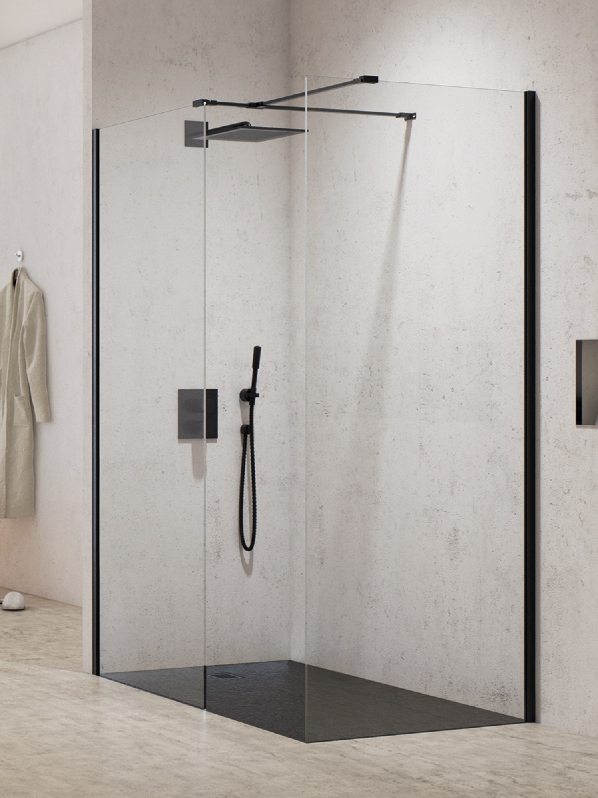 New Trendy New Modus Black box doccia walk-in 120x100 cm rettangolare nero opaca/vetro trasparente EXK-5636