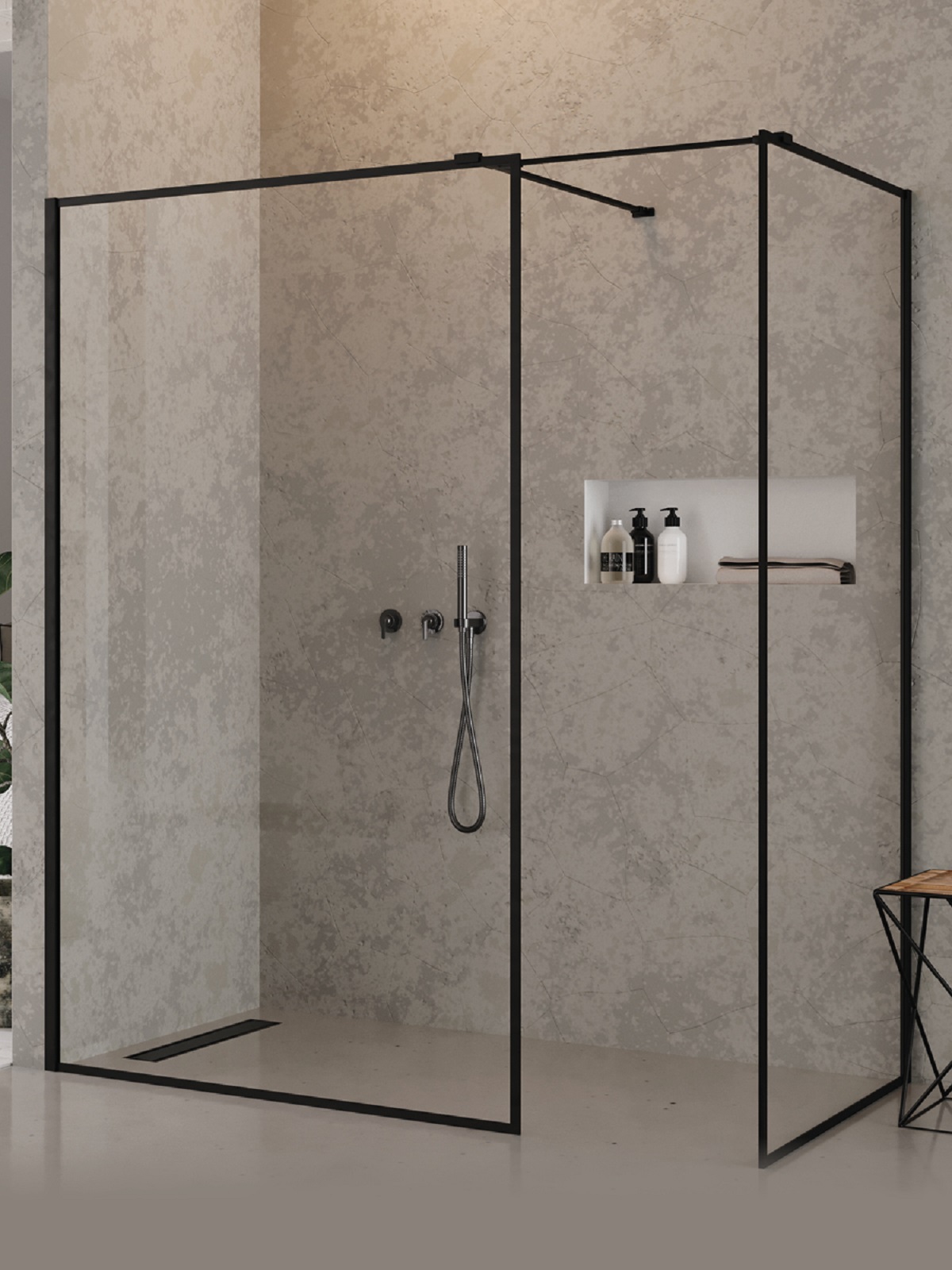 New Trendy New Modus Black box doccia walk-in 150x90 cm nero opaca/vetro trasparente EXK-5665