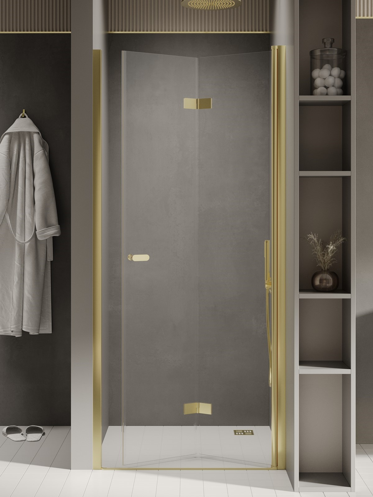New Trendy New Soleo Light Gold porta doccia 90 cm pieghevole oro lucida/vetro trasparente D-0465A