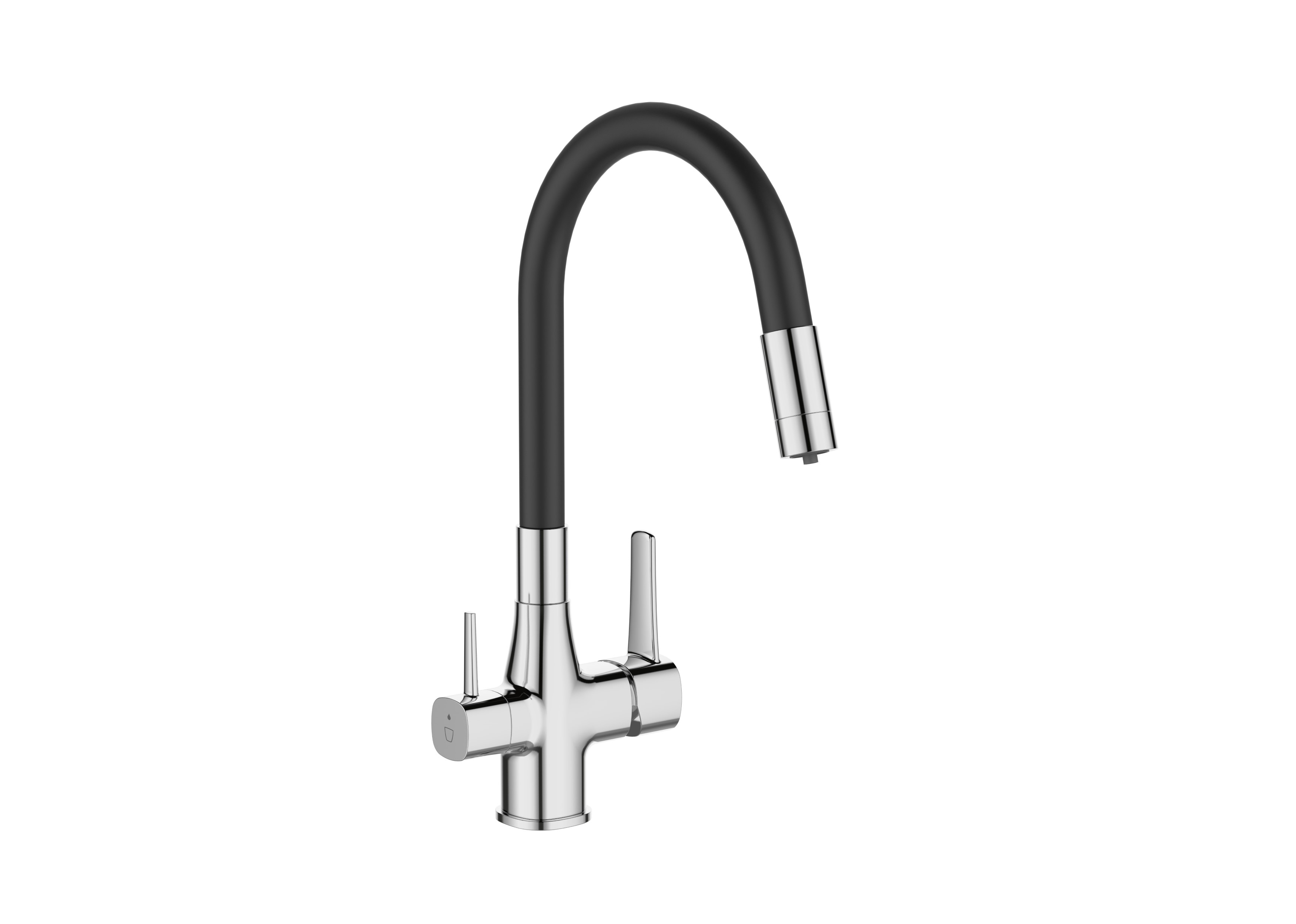 Invena Glamour rubinetto da cucina con filtro verticale cromo-nero BZ02F08