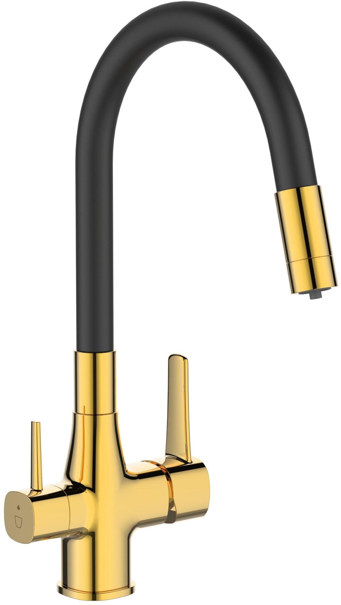Invena Glamour rubinetto da cucina con filtro verticale nero-oro/oro antico BZ-02-F09