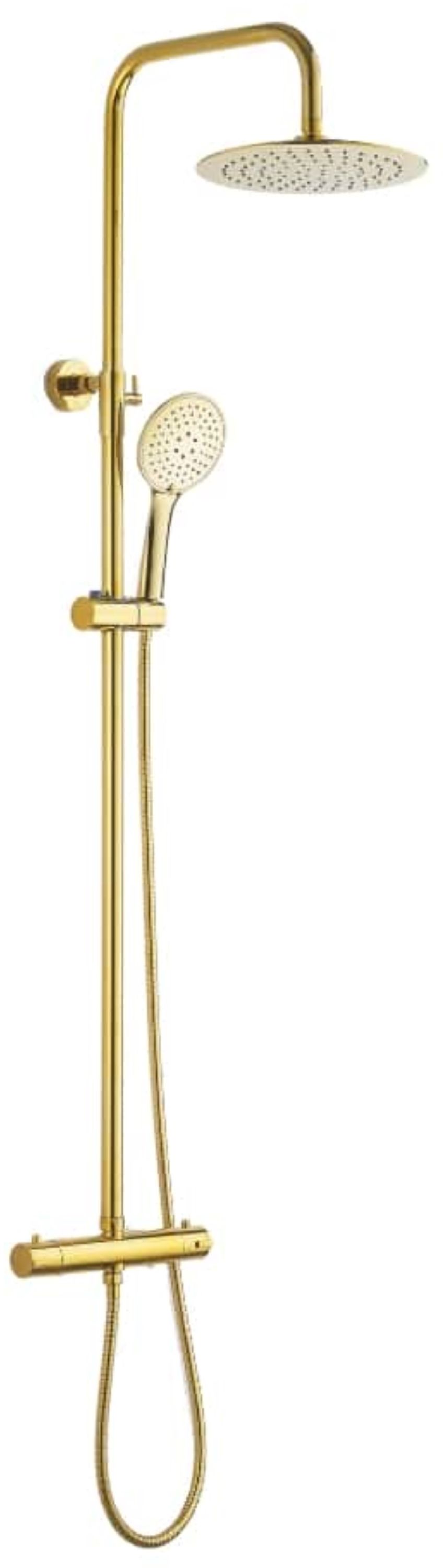 Invena Gold set doccia a parete con termostato con soffione oro AU-16-009