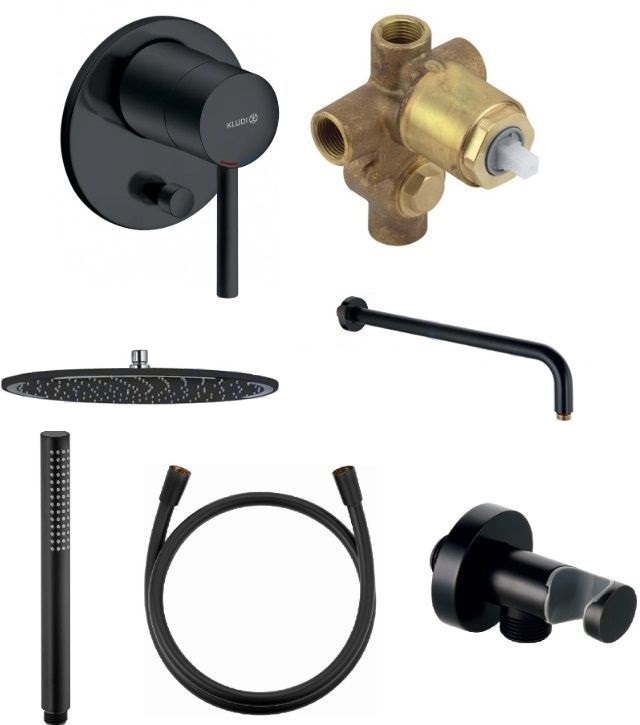 Set soffione doccia Kludi A-QA 6433087-00, rubinetto per vasca e doccia Kludi Bozz 387163976, 38624N, 6651439-00, 3912039-00, 6107139-00, 6054739-00