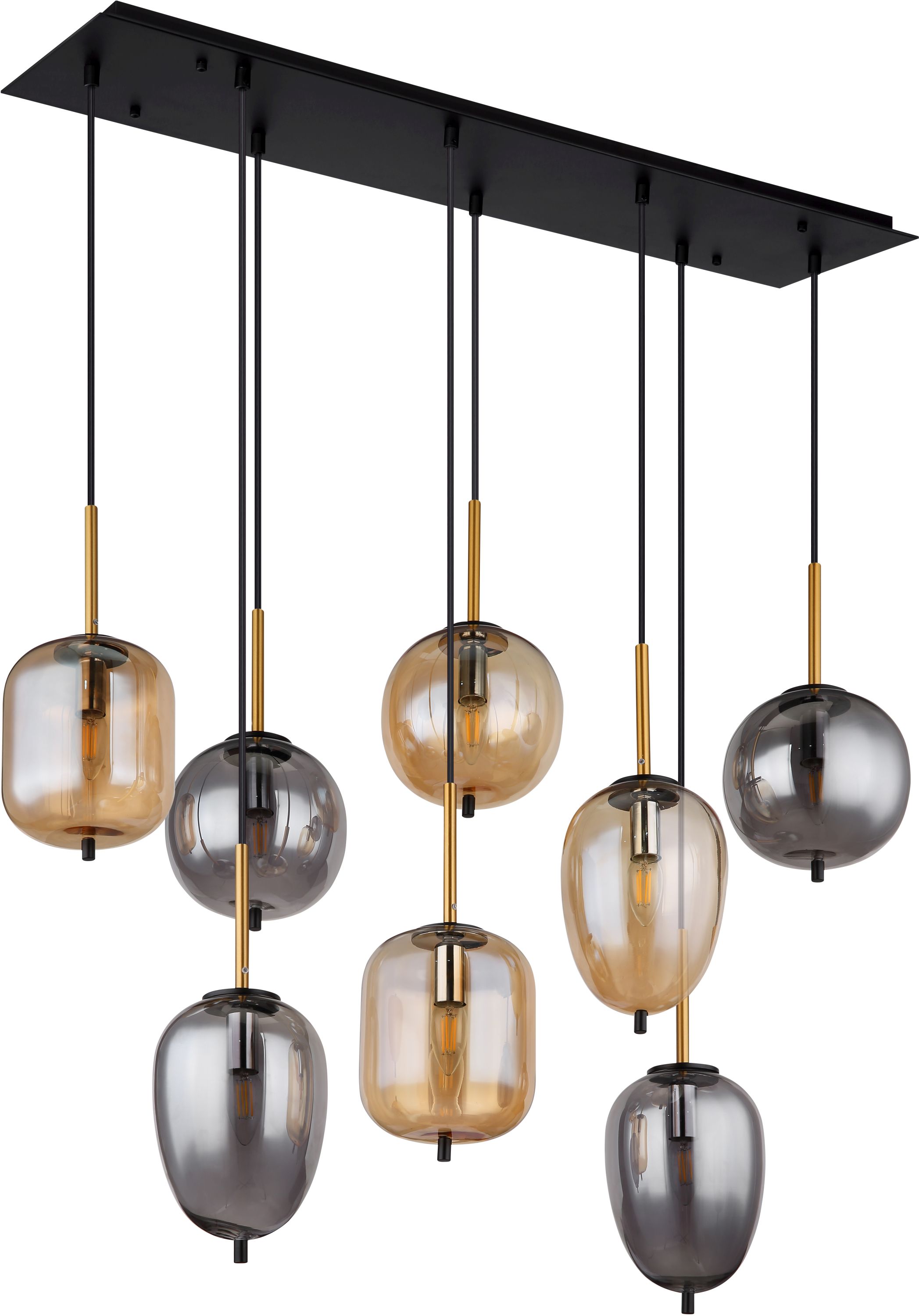 Globo Lighting Blacky lampada sospesa x40 W nero-fumé-ambra 15345-8A