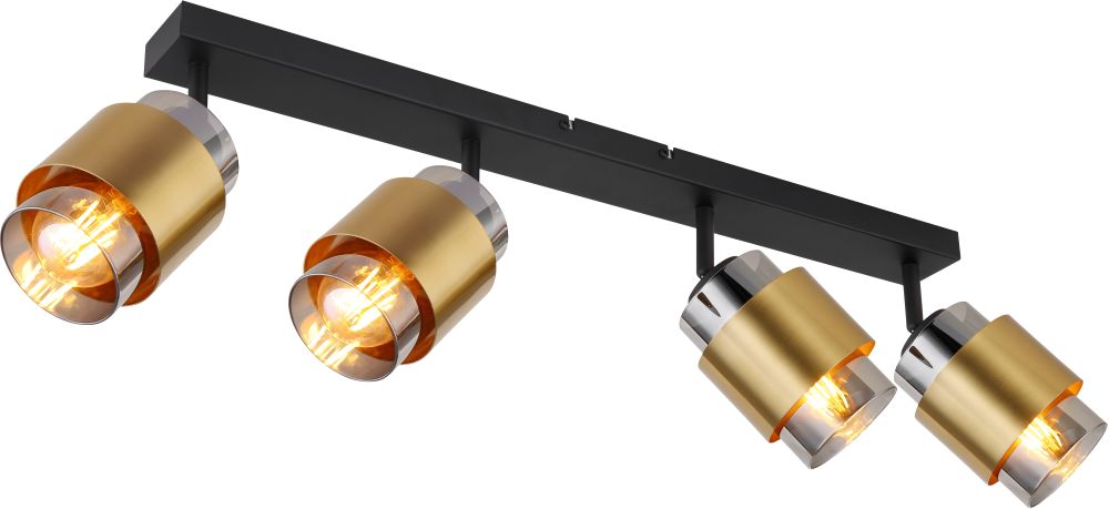 Globo Lighting Milley lampada da soffitto 4x40 W nero-ottone-fumé 15560-4