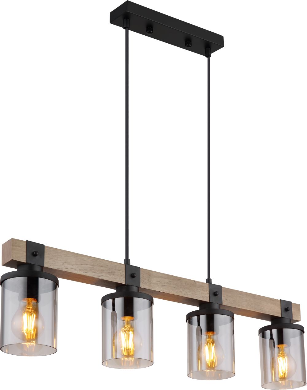 Globo Lighting Lila lampada sospesa 4x60 W nero-legno 15555-4H
