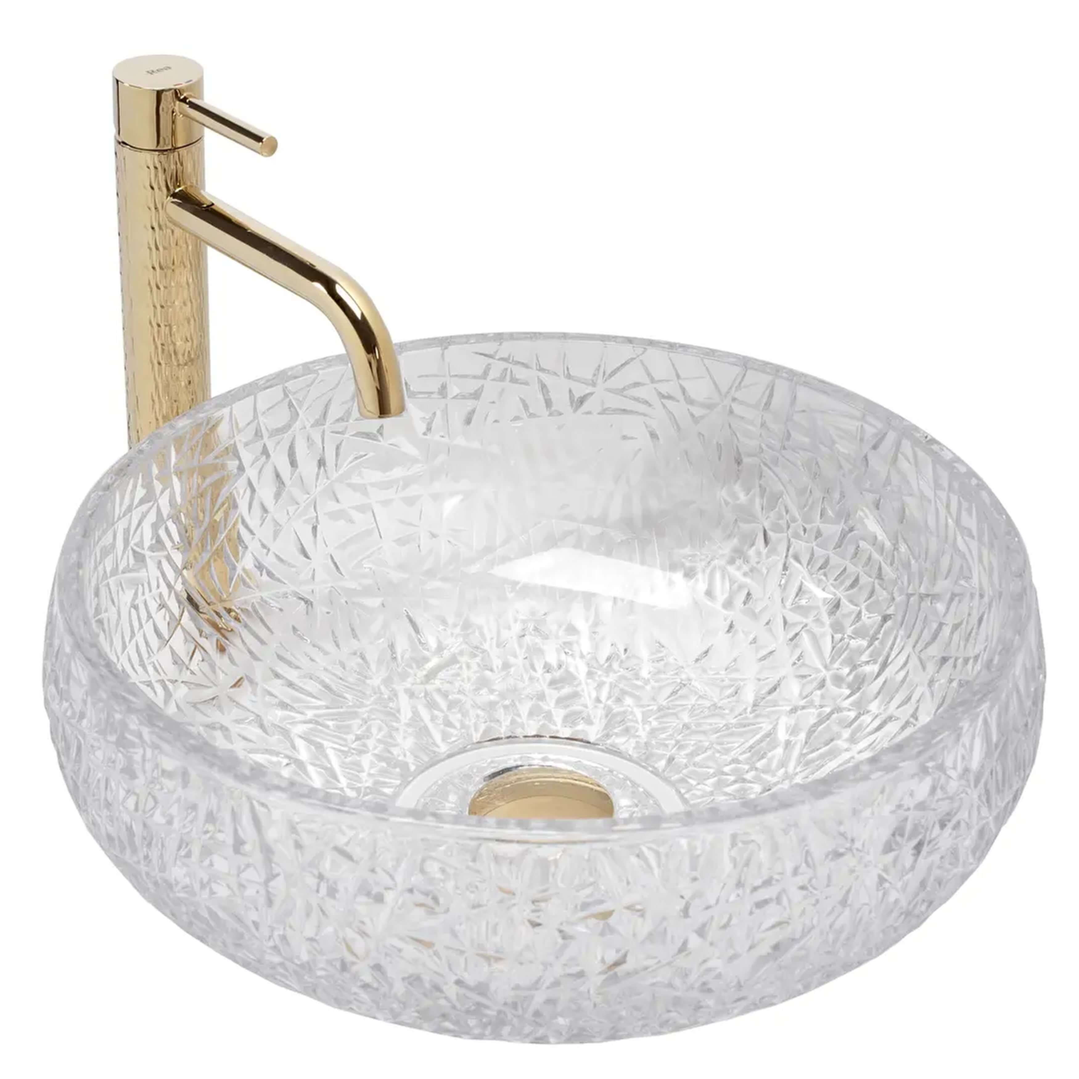 Rea Ice lavabo 42x42 cm rotonda da appoggio lucida REA-U5070