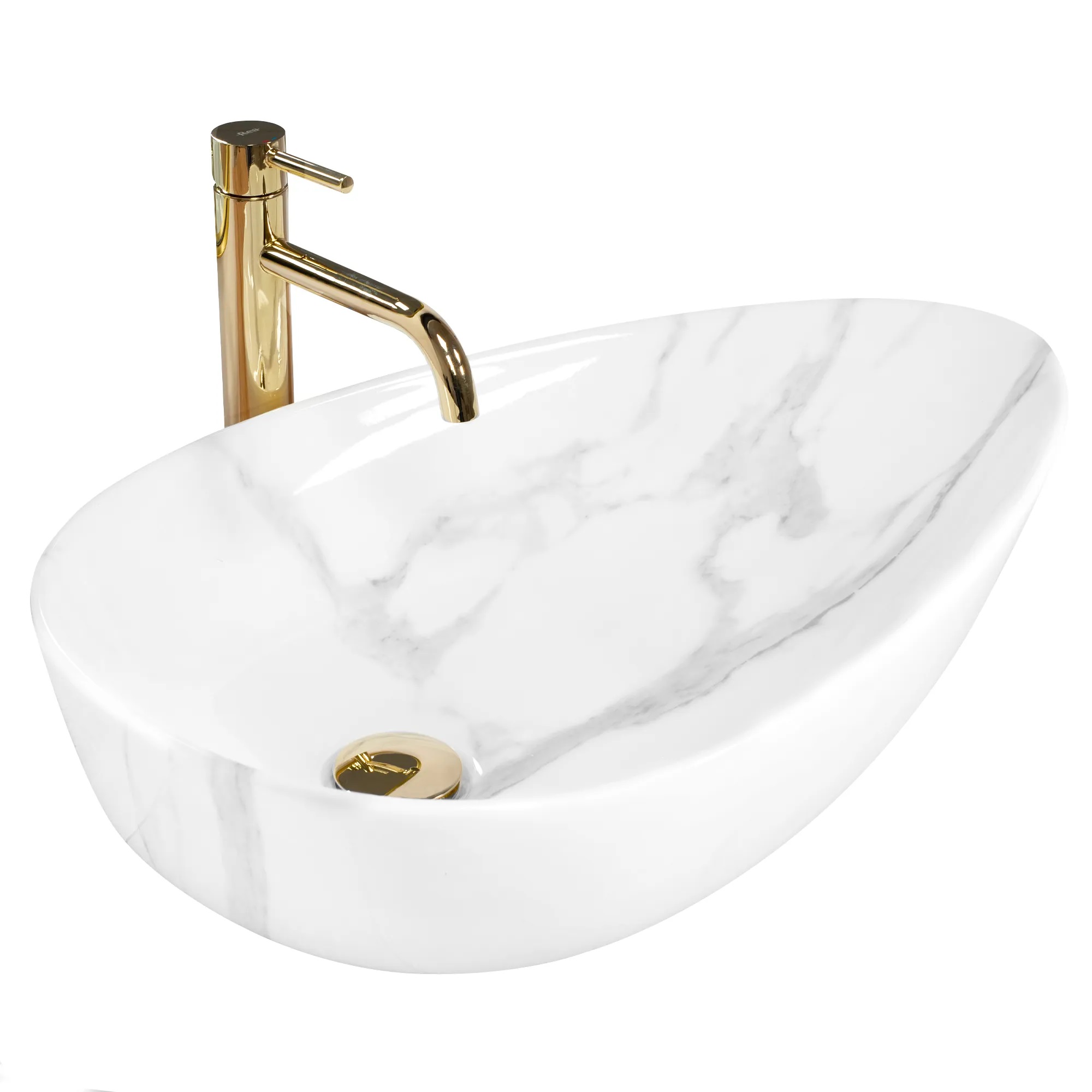 Rea Greta lavabo 65.5x40 cm ovale da appoggio bianco REAU6501