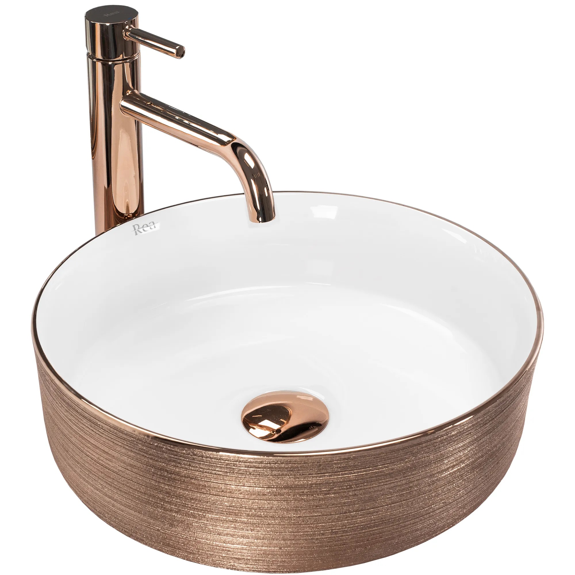 Rea Sami lavabo 36x36 cm rotonda da appoggio bianco REA-U3303