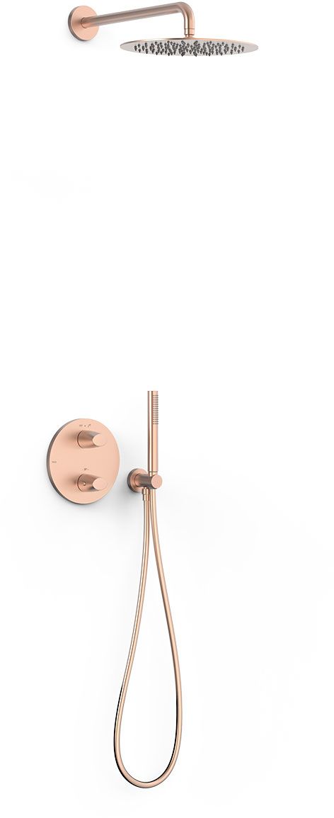 Tres Therm-Box set doccia da incasso con termostato con soffione oro 28125004OPM