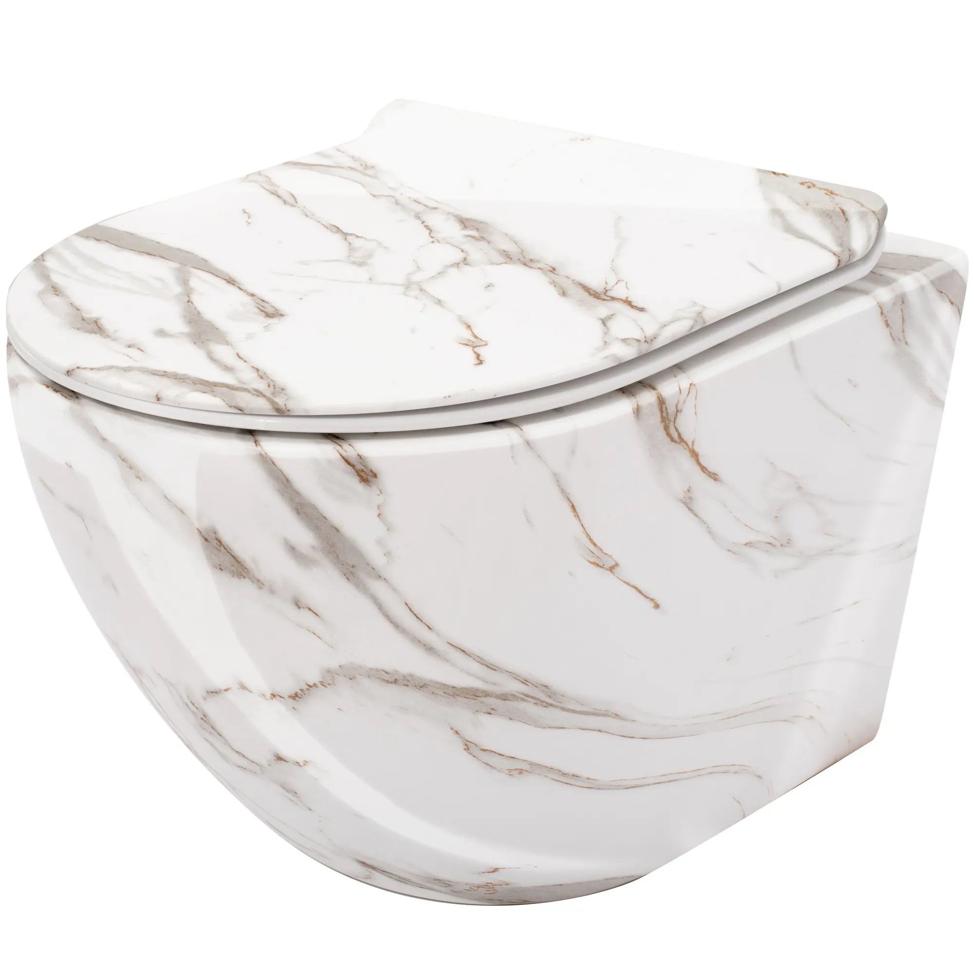 Rea Carlos vaso wc sospeso senza brida bianco lucida imitazione pietra REA-C0536