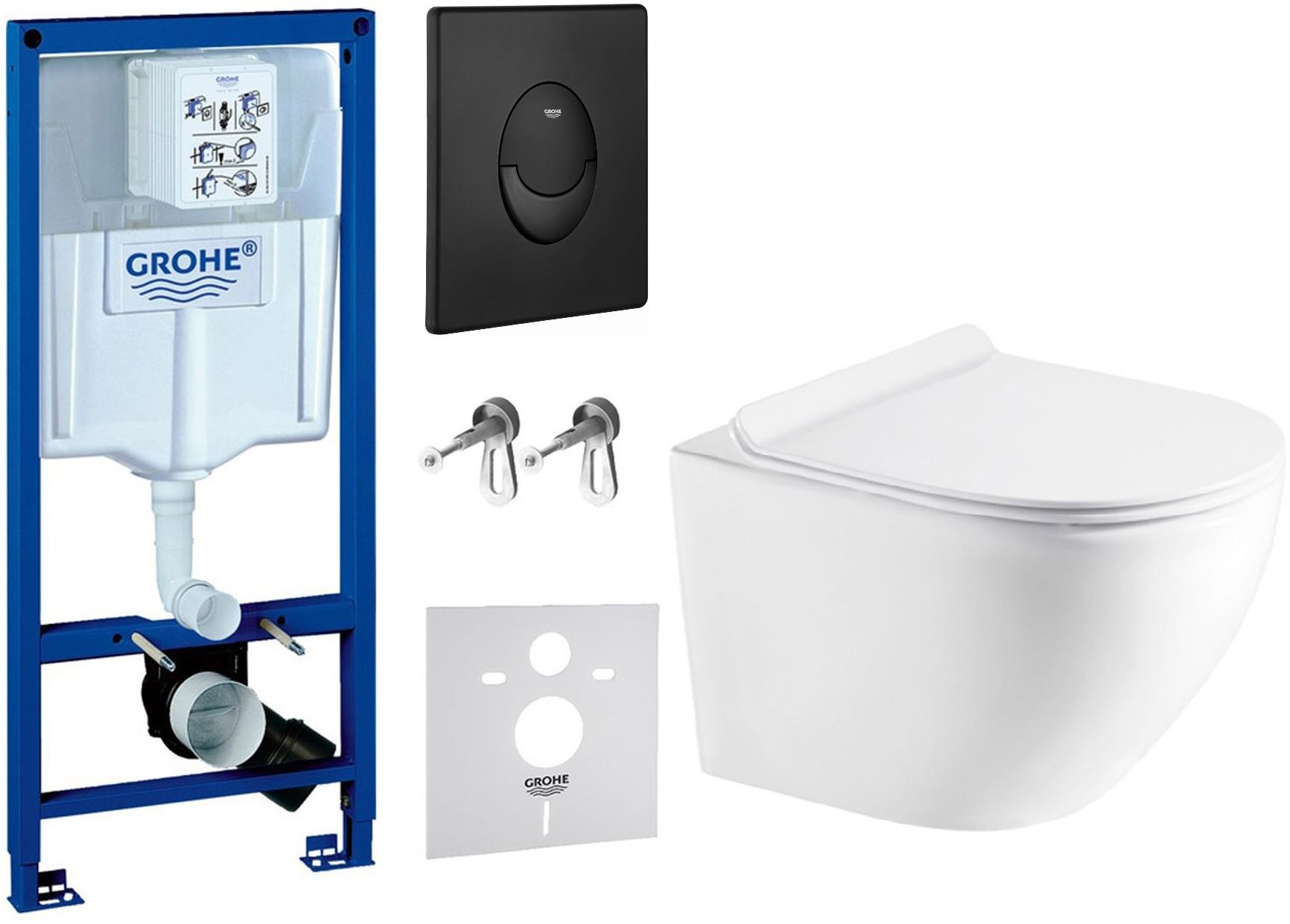 Set modulo di installazione Grohe Rapid SL 38539001, vaso WC Oltens Hamnes 42013000, 38964KF0, 45100000