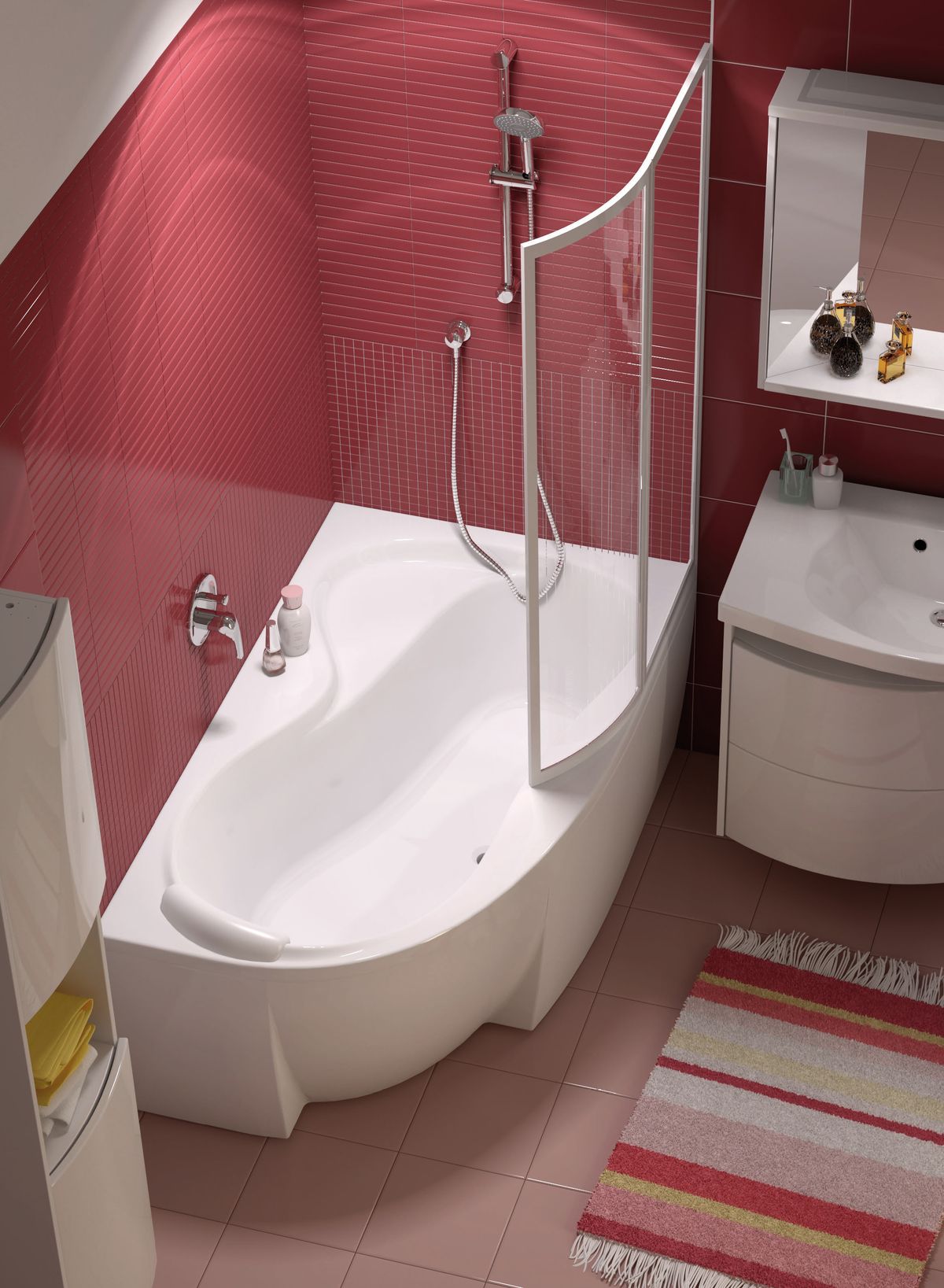 Set vasca da bagno angolare Ravak Rosa 95 C561000000, sifone per vasca da bagno Ravak X01305, GPX2240140