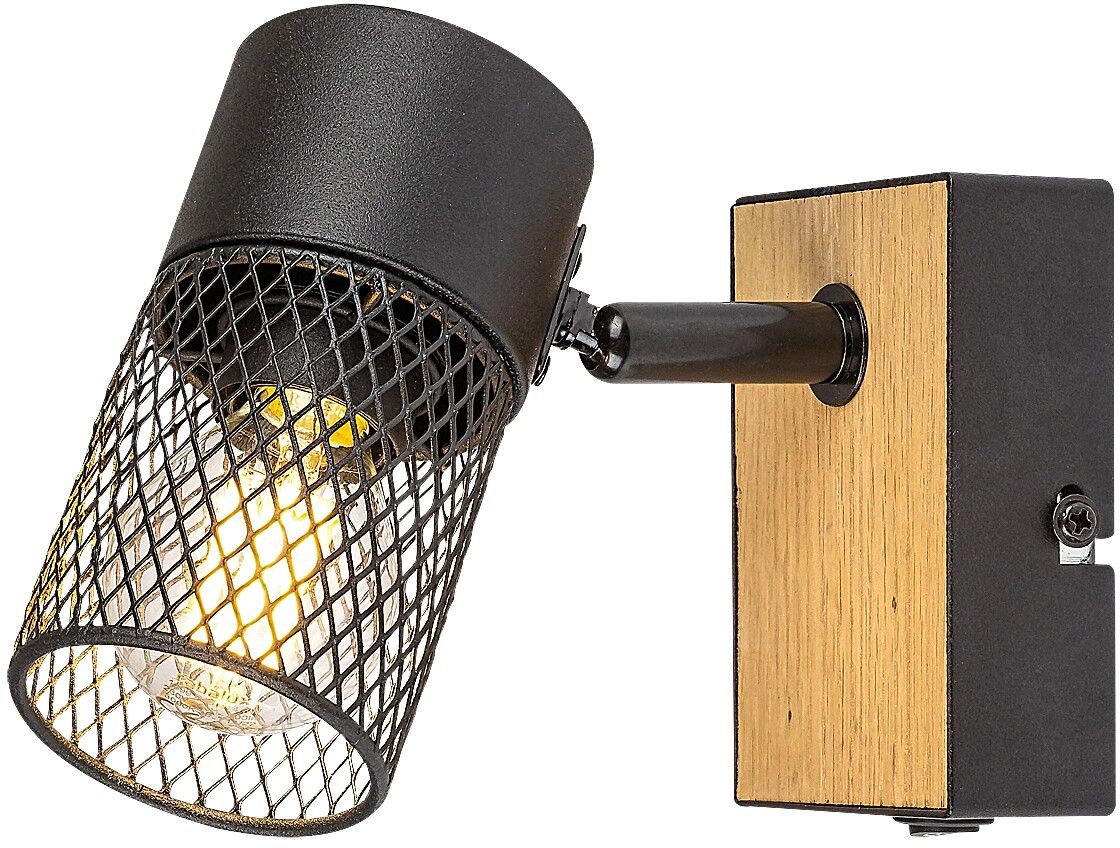 Rabalux Metta lampada da parete 1x14 W nero-legno 71151
