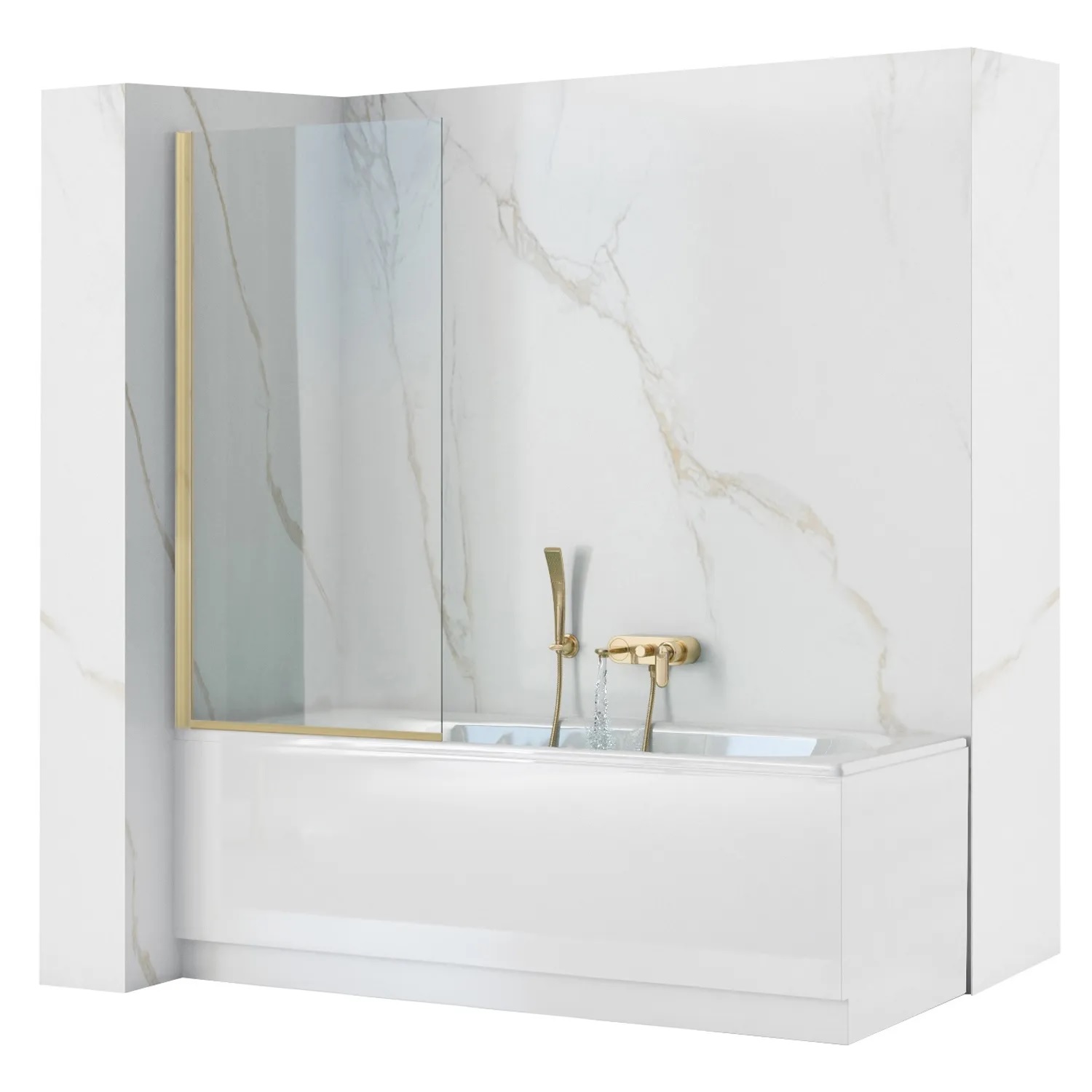 Rea Elegant Gold parete vasca 70 cm 1 anta oro spazzolata/vetro trasparente REA-W6600