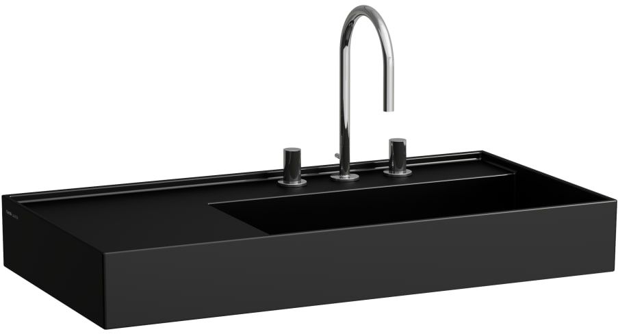 Laufen Kartell lavabo 90x46 cm rettangolare a parete nero opaca H8183397161111
