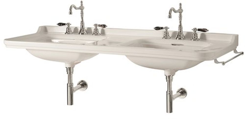 Kerasan Waldorf lavabo 150x55 cm rettangolare a parete-doppio bianco 4143k1