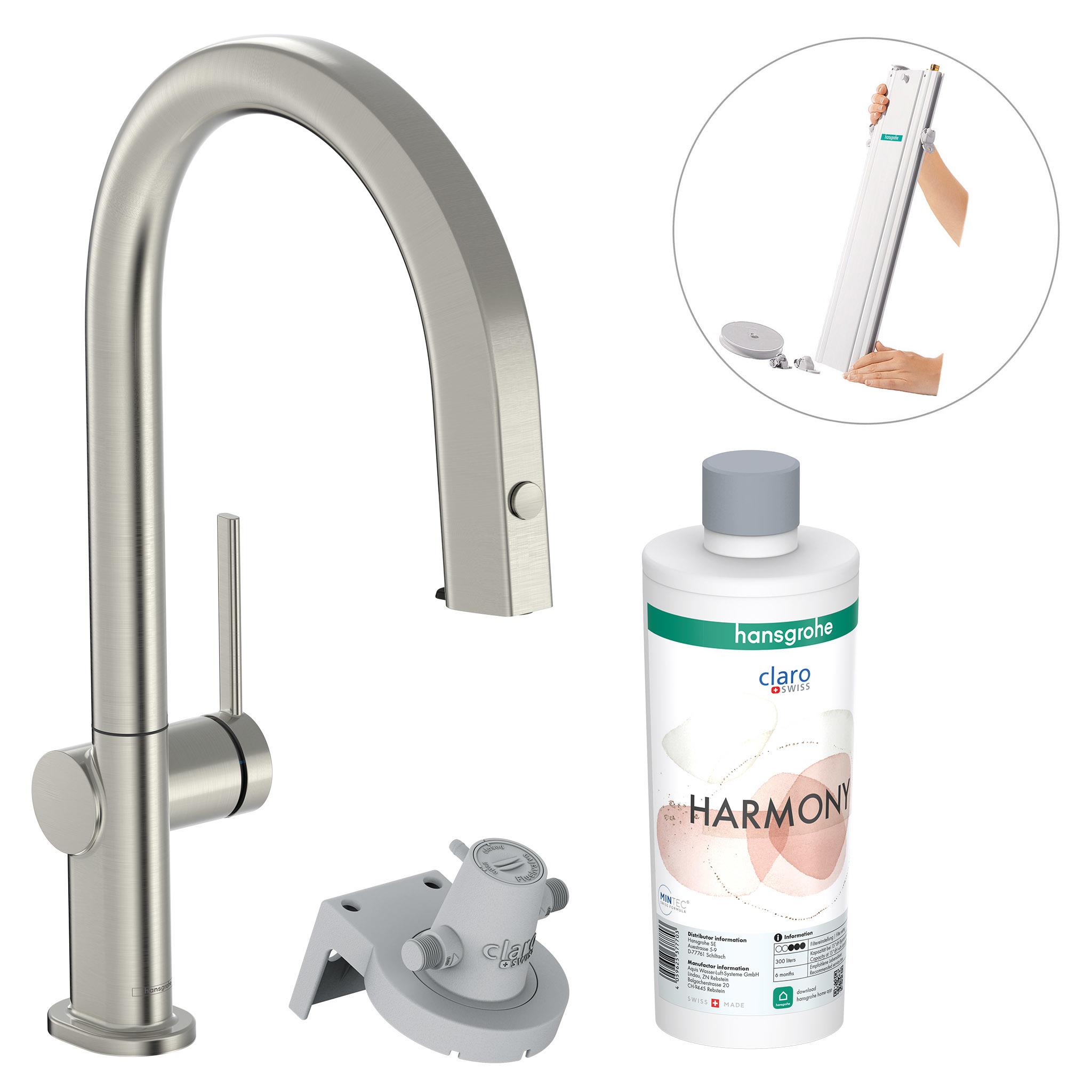 Hansgrohe Aqittura M91 rubinetto da cucina con filtro verticale acciaio inossidabile 76800800