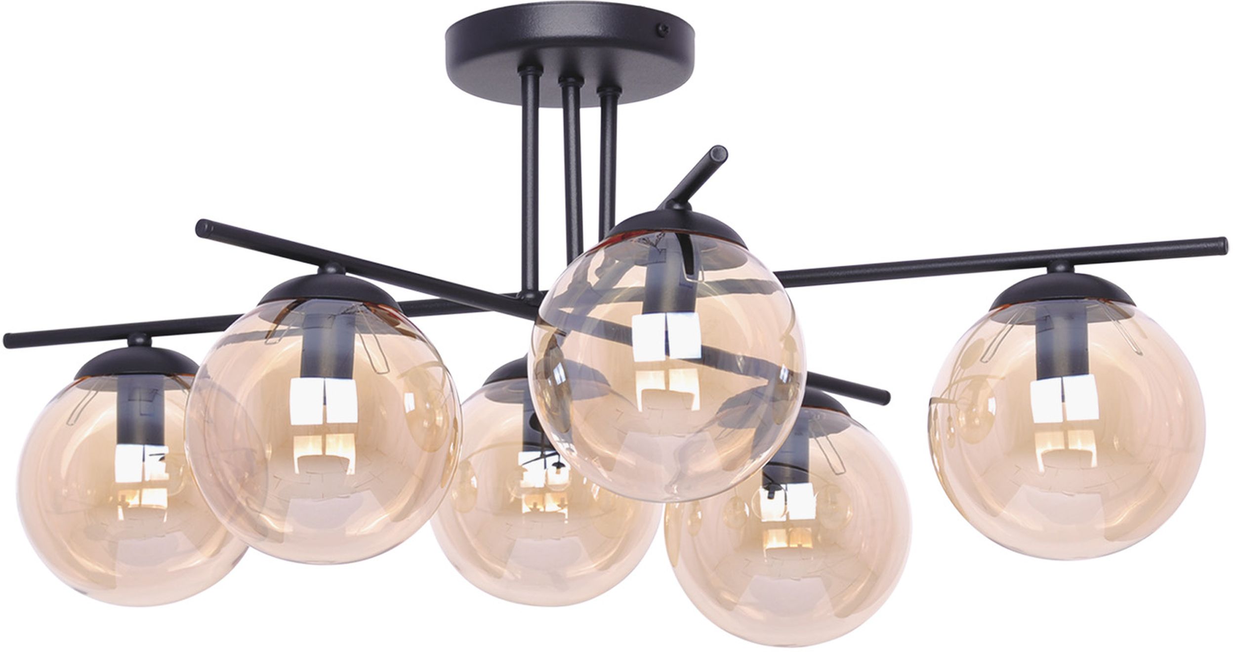 Kaja Delta lampada da soffitto 6x40 W nero-ambra K-5162