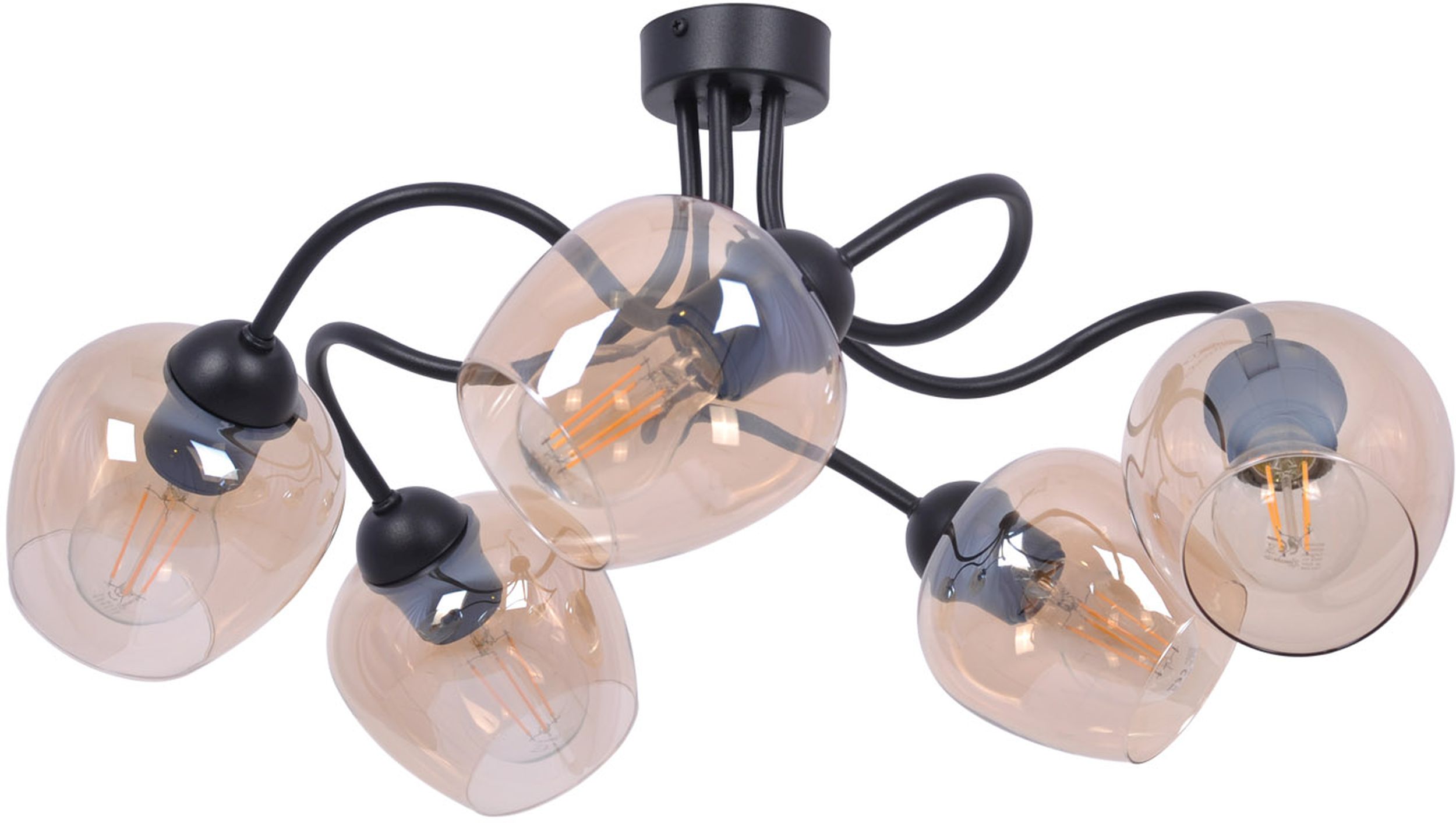 Kaja Diuna lampada da soffitto 5x60 W nero-ambra K-5191