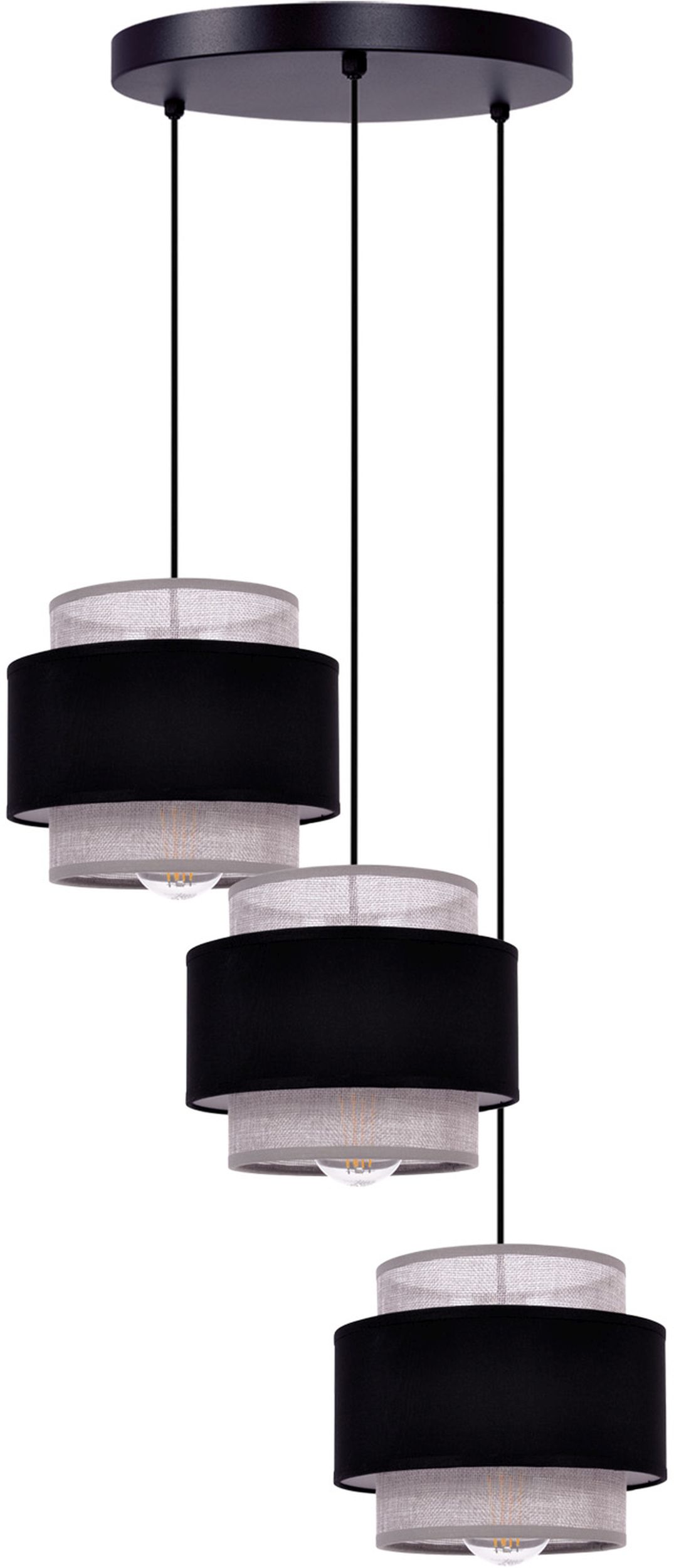 Kaja Etela lampada sospesa 3x40 W nero-grigio/cenere K-5172