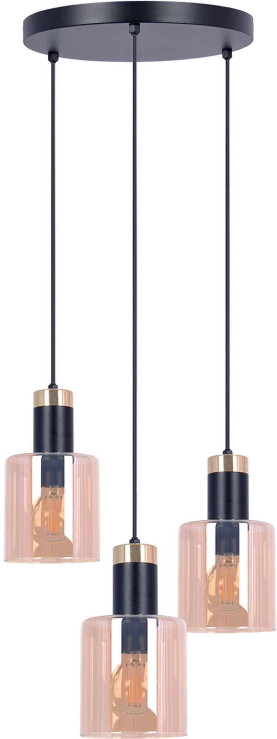 Kaja Alto lampada sospesa 3x40 W nero-oro-ambra K-5257