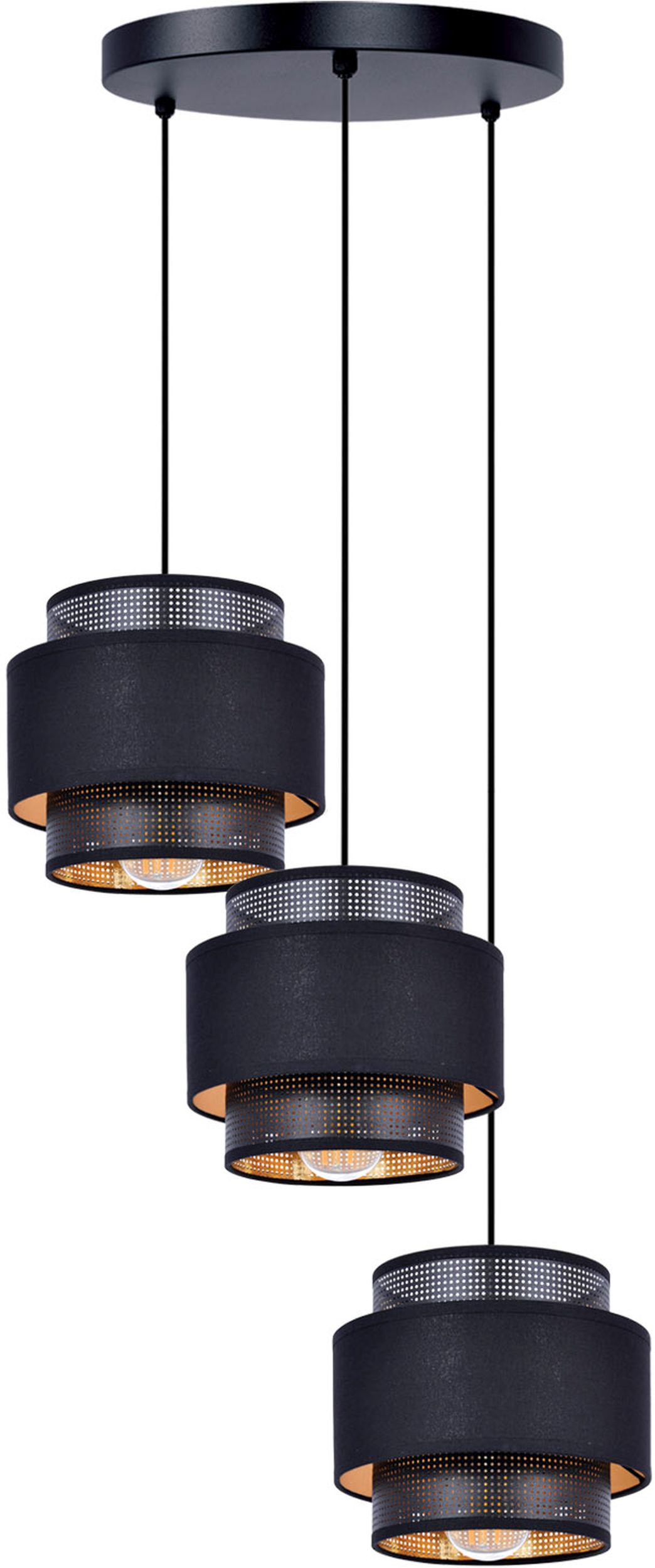 Kaja Amos lampada sospesa 3x40 W nero-oro K-5282