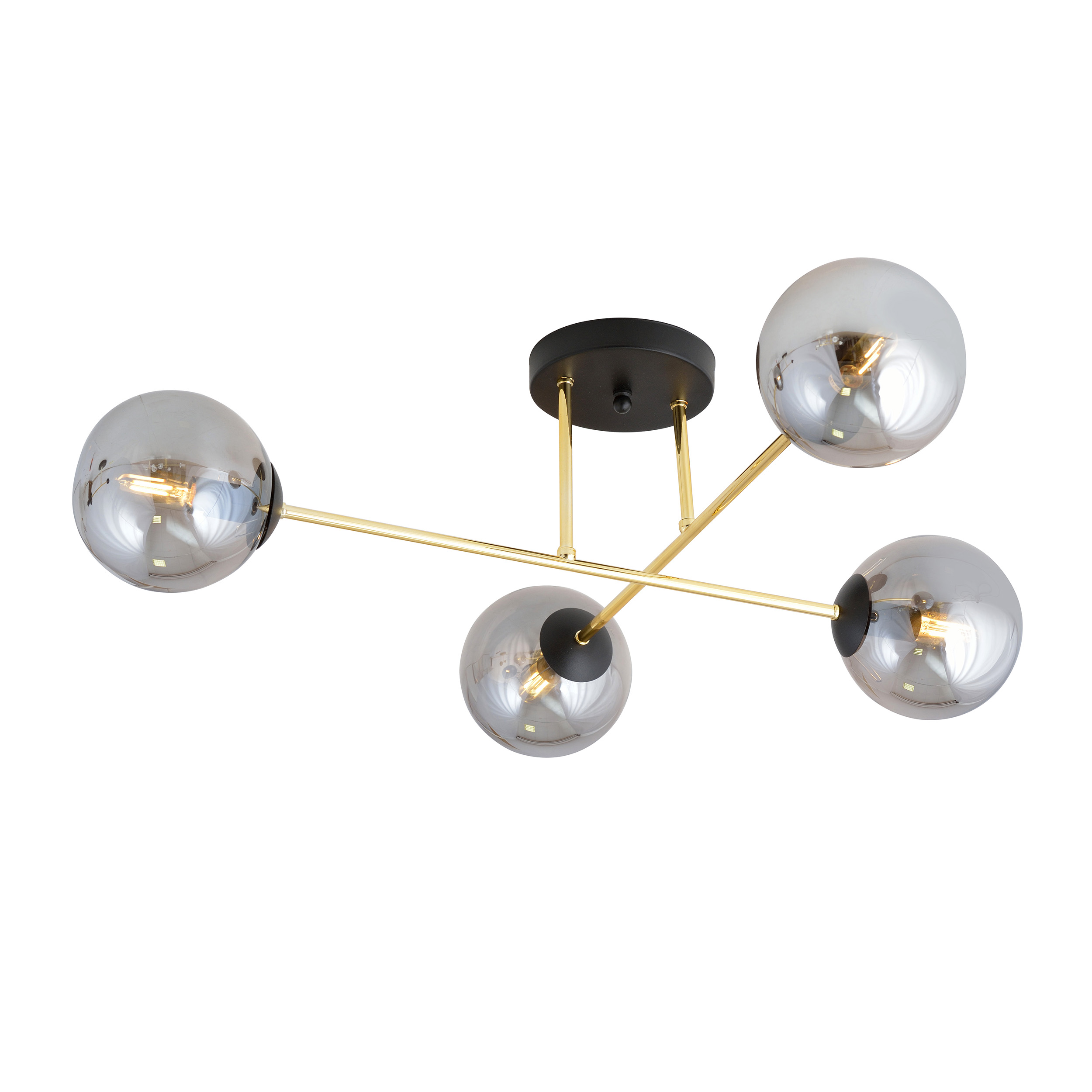 Emibig Magnum lampada da soffitto 4x10 W nero-oro 1269/4